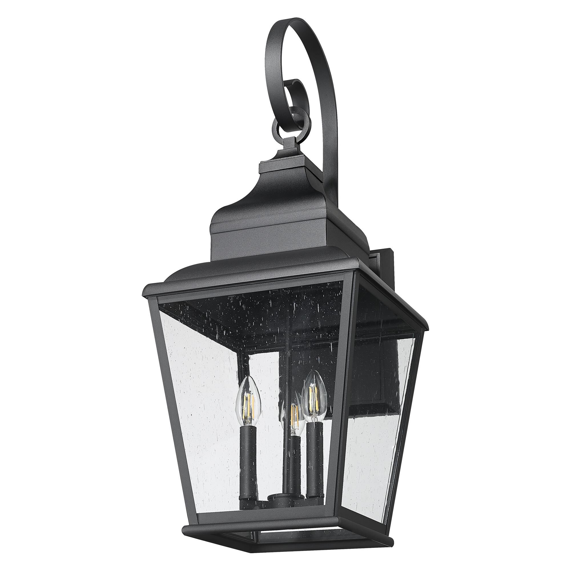 Shown in Sand Black finish and Clear Seedy glass