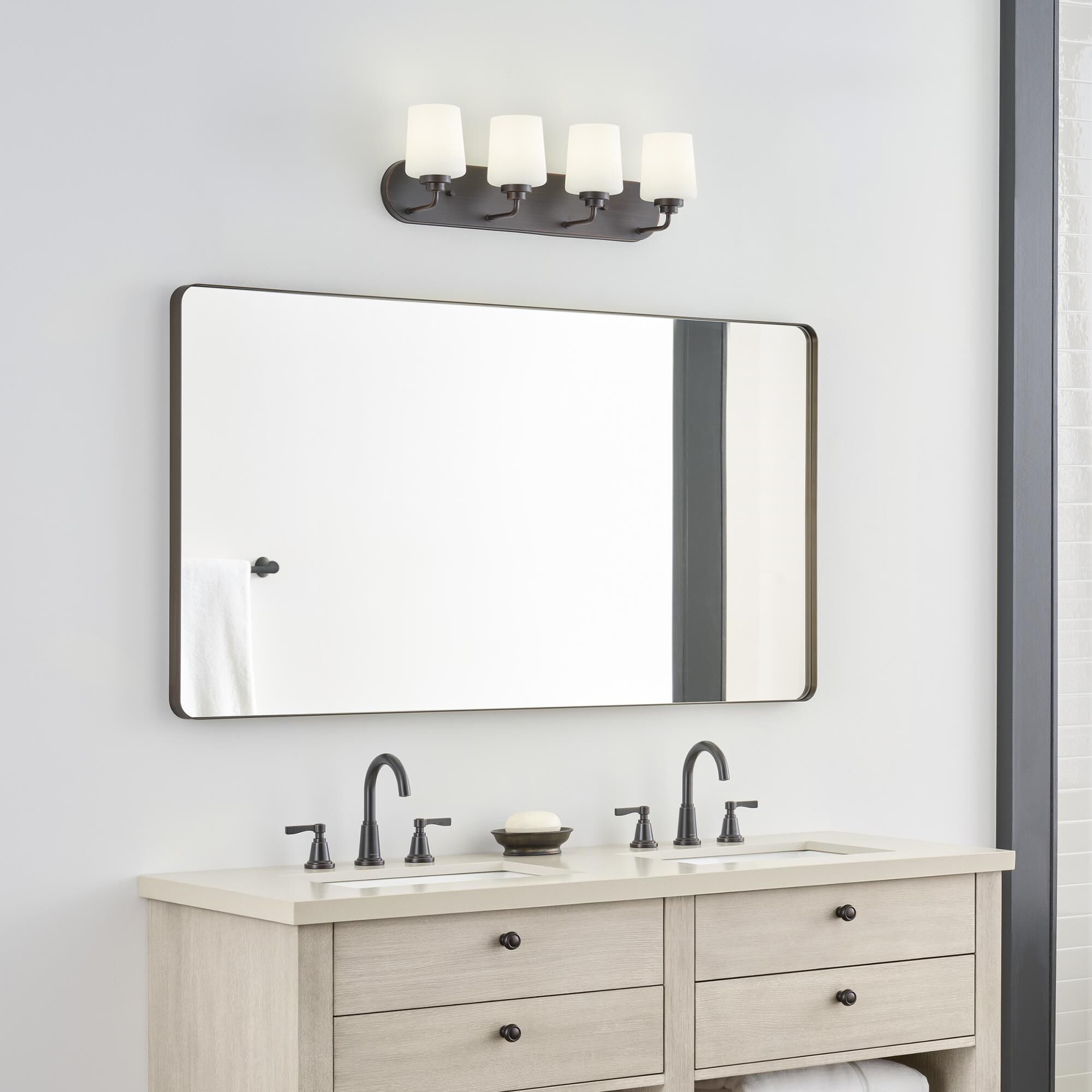 Shown in Bronze finish and Etched with White Inside glass