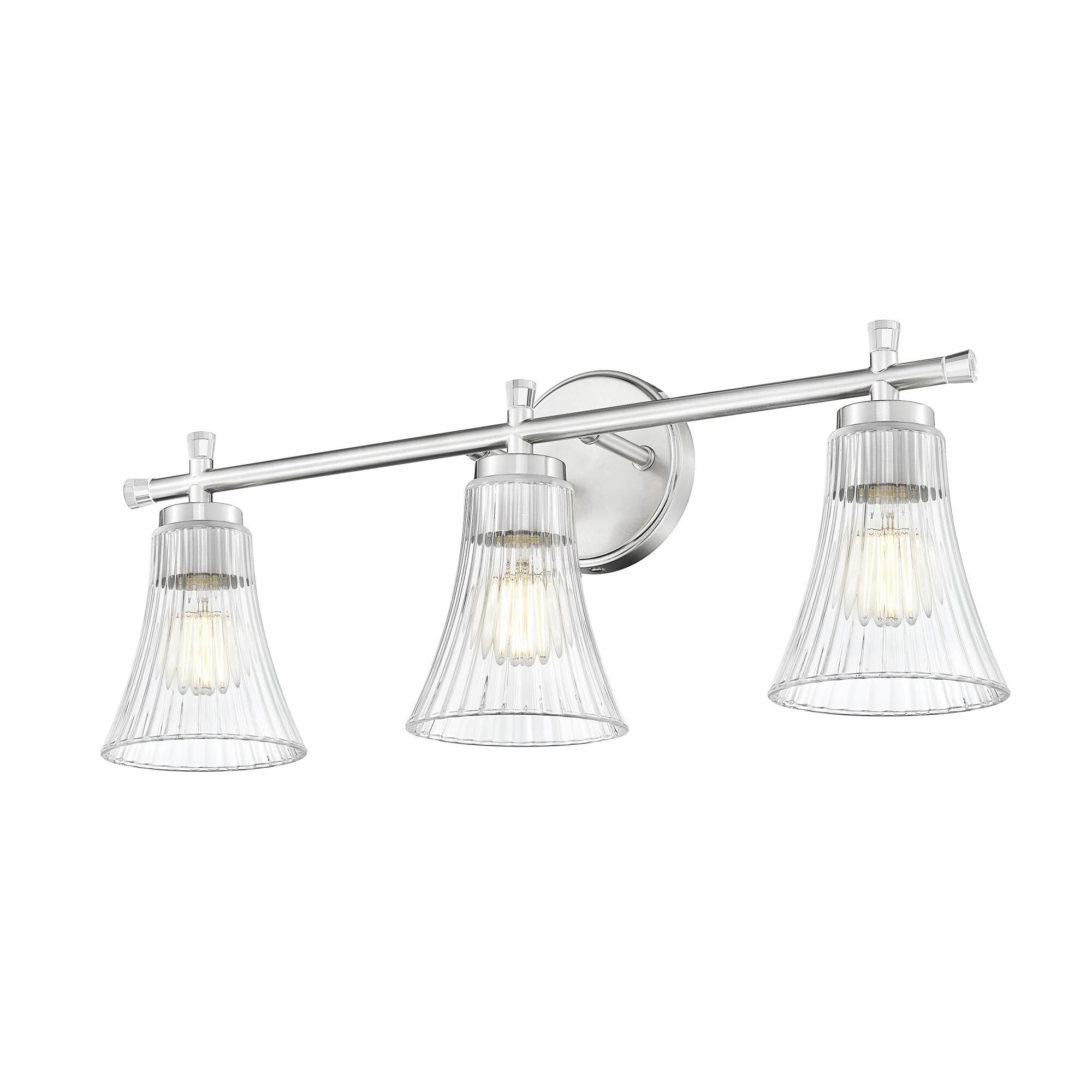 Shown in Brushed Nickel finish and Clear glass and Clear shade