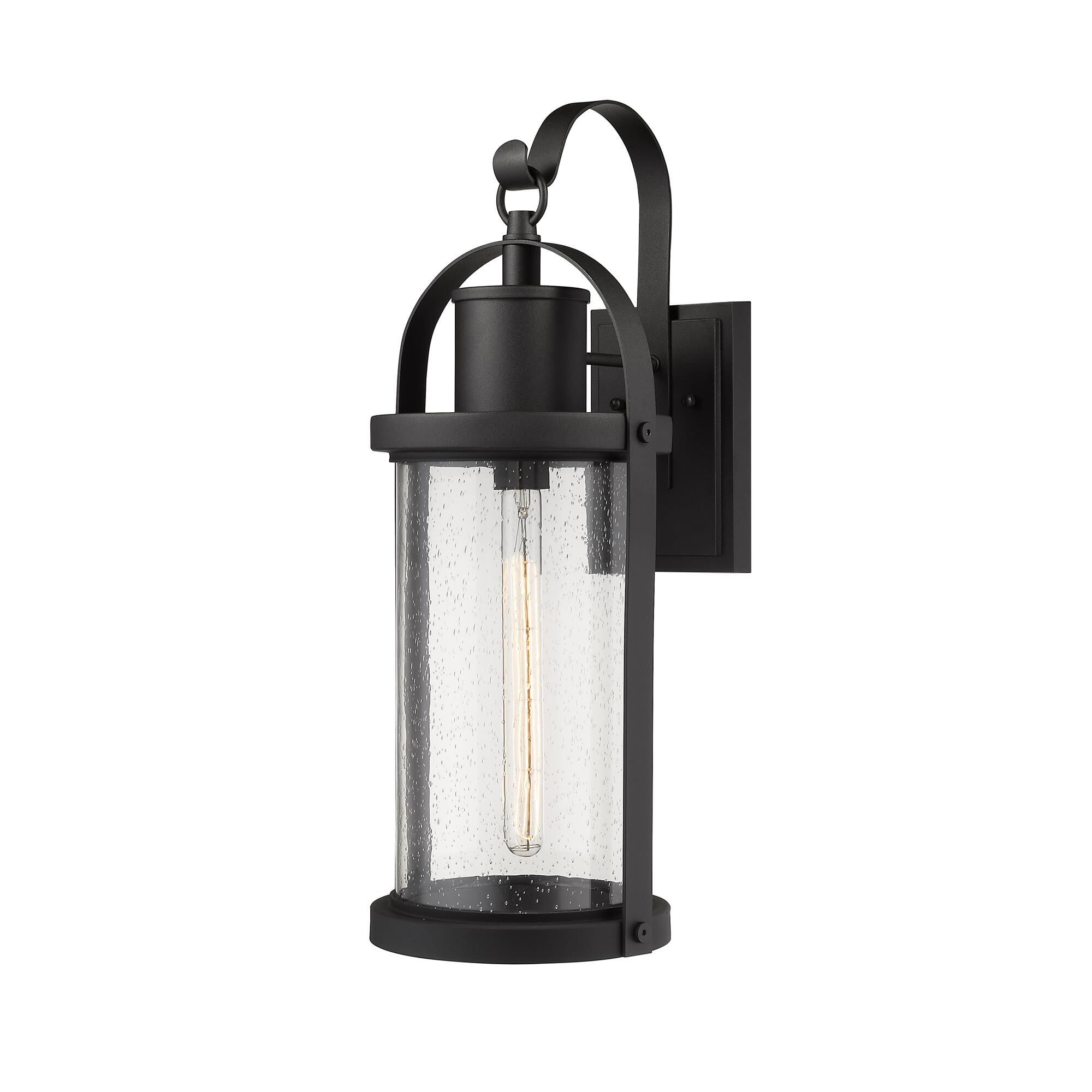 Shown in Black finish and Glass shade
