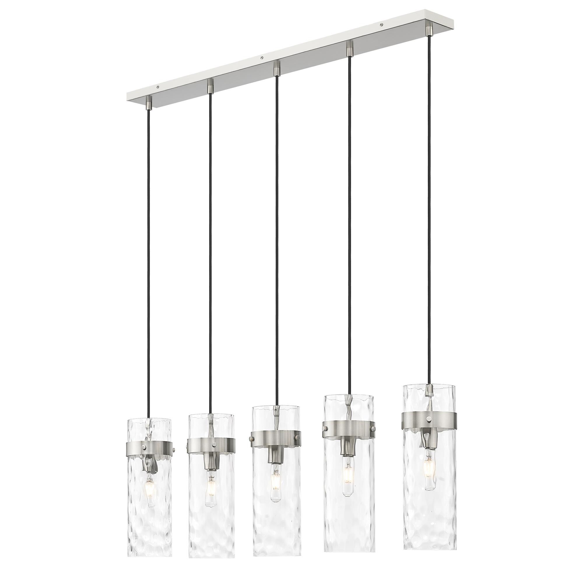 Shown in Brushed Nickel finish and Clear Water glass and Clear Water shade