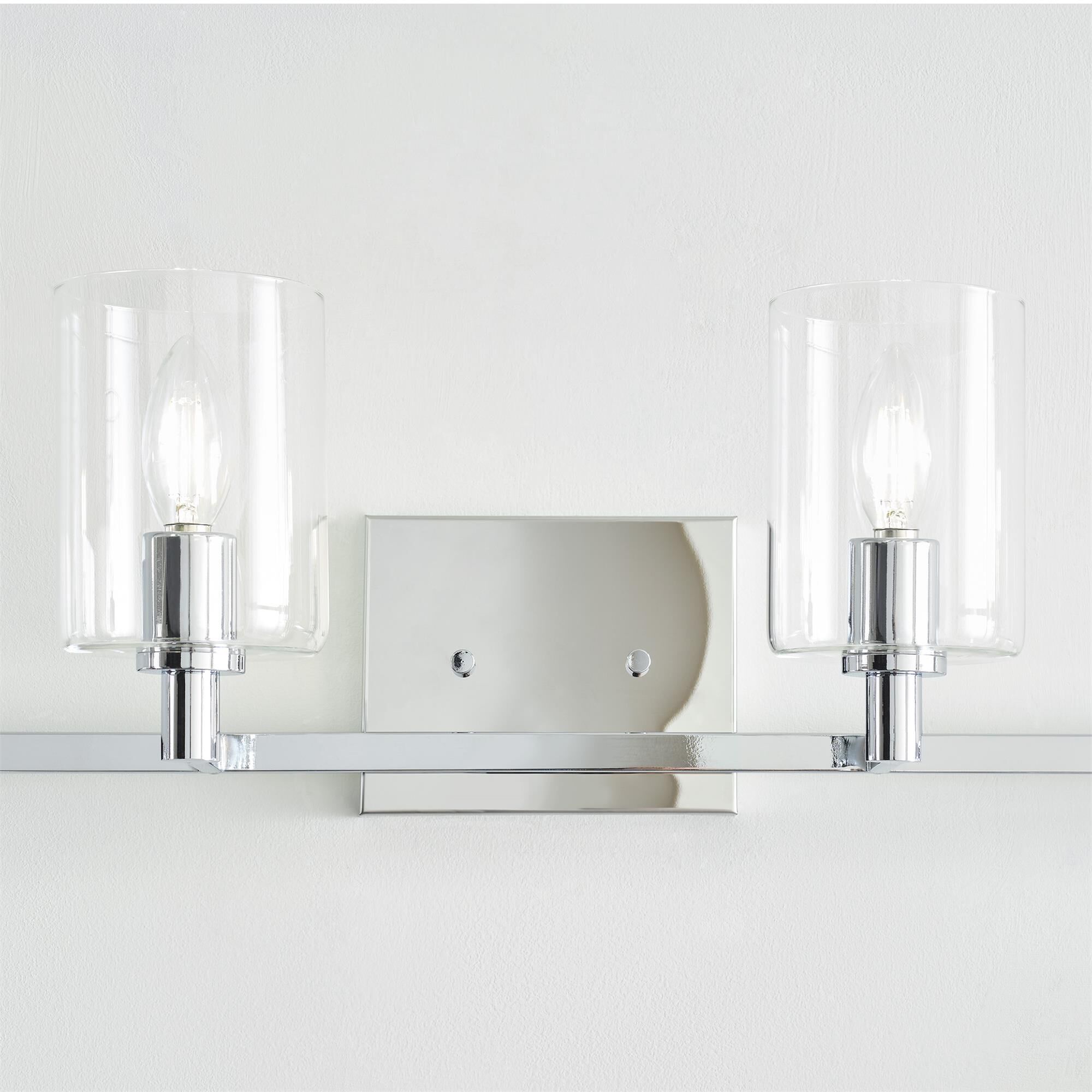 Shown in Chrome finish and Clear glass