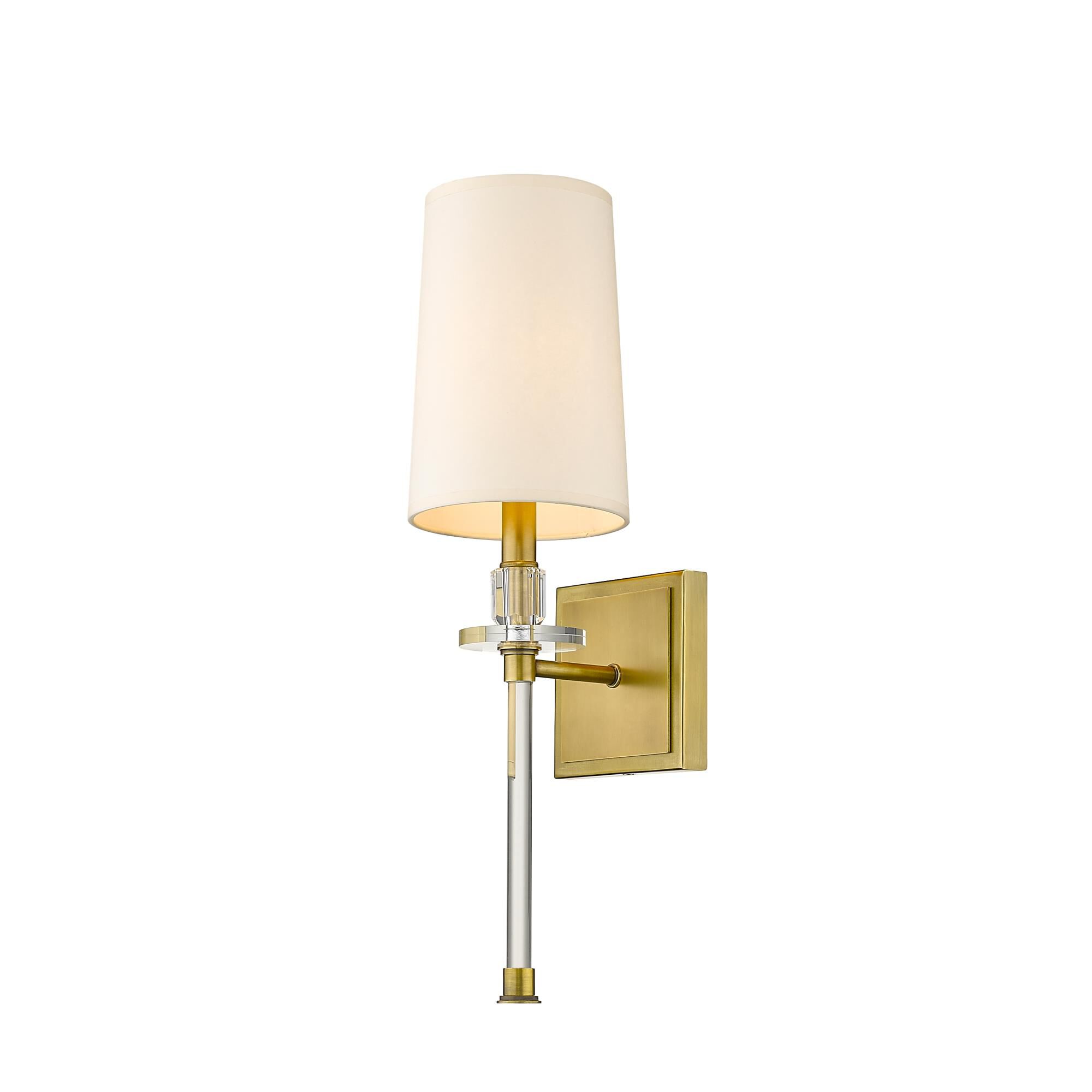 Shown in Rubbed Brass finish and Parchment Paper glass and Parchment Paper shade