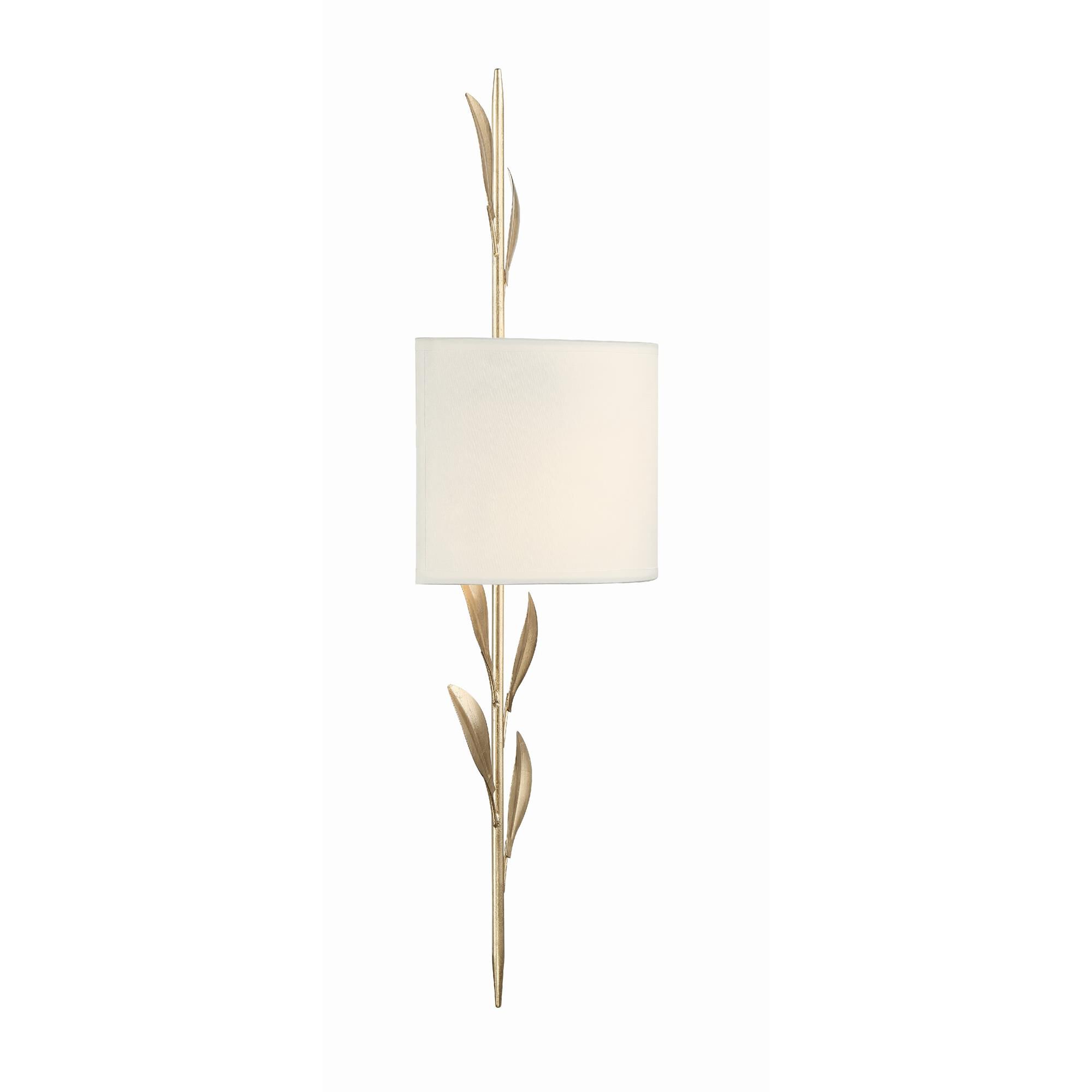 Shown in Antique Gold finish and Silk glass and White shade