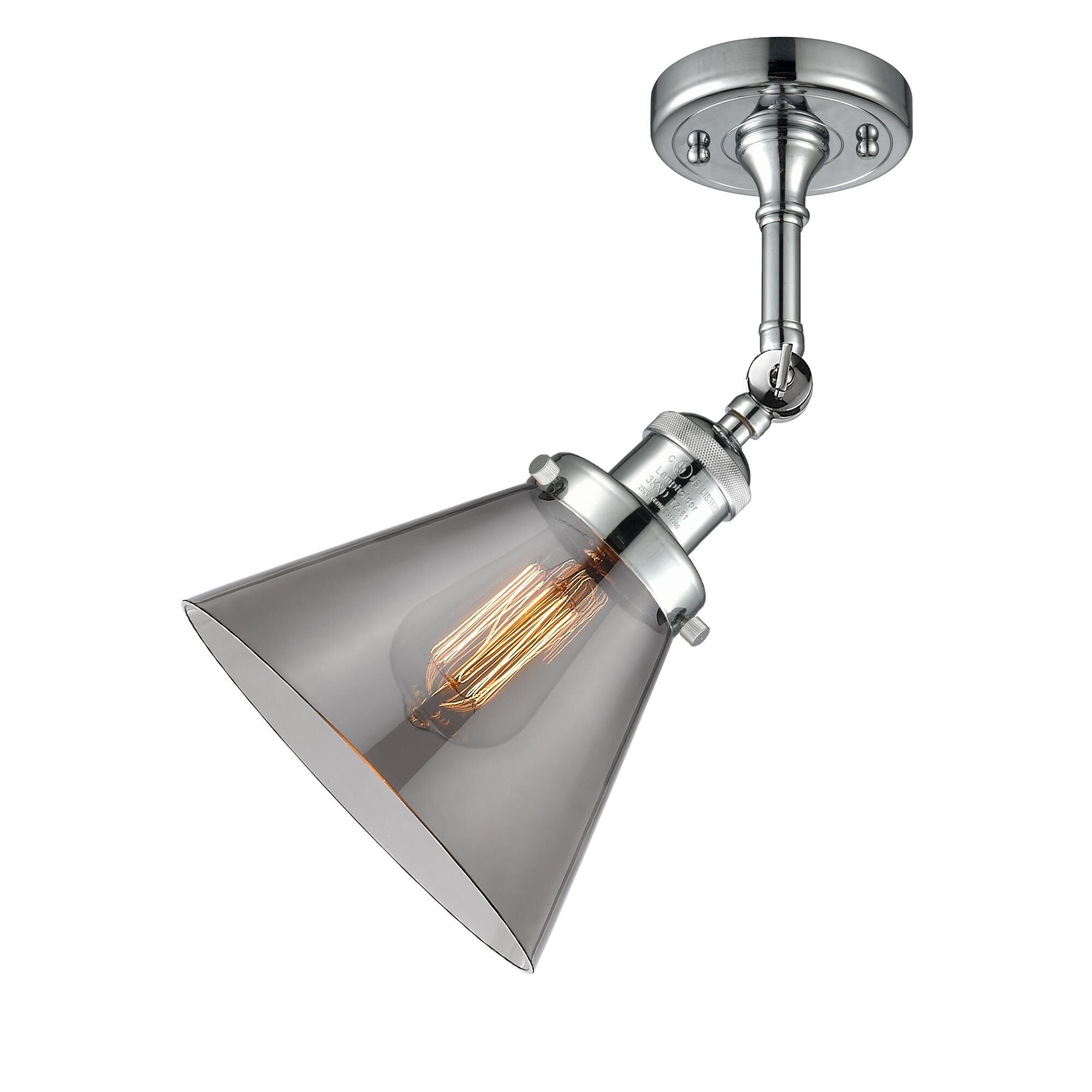 Shown in Polished Chrome finish and Smoked glass and None accent