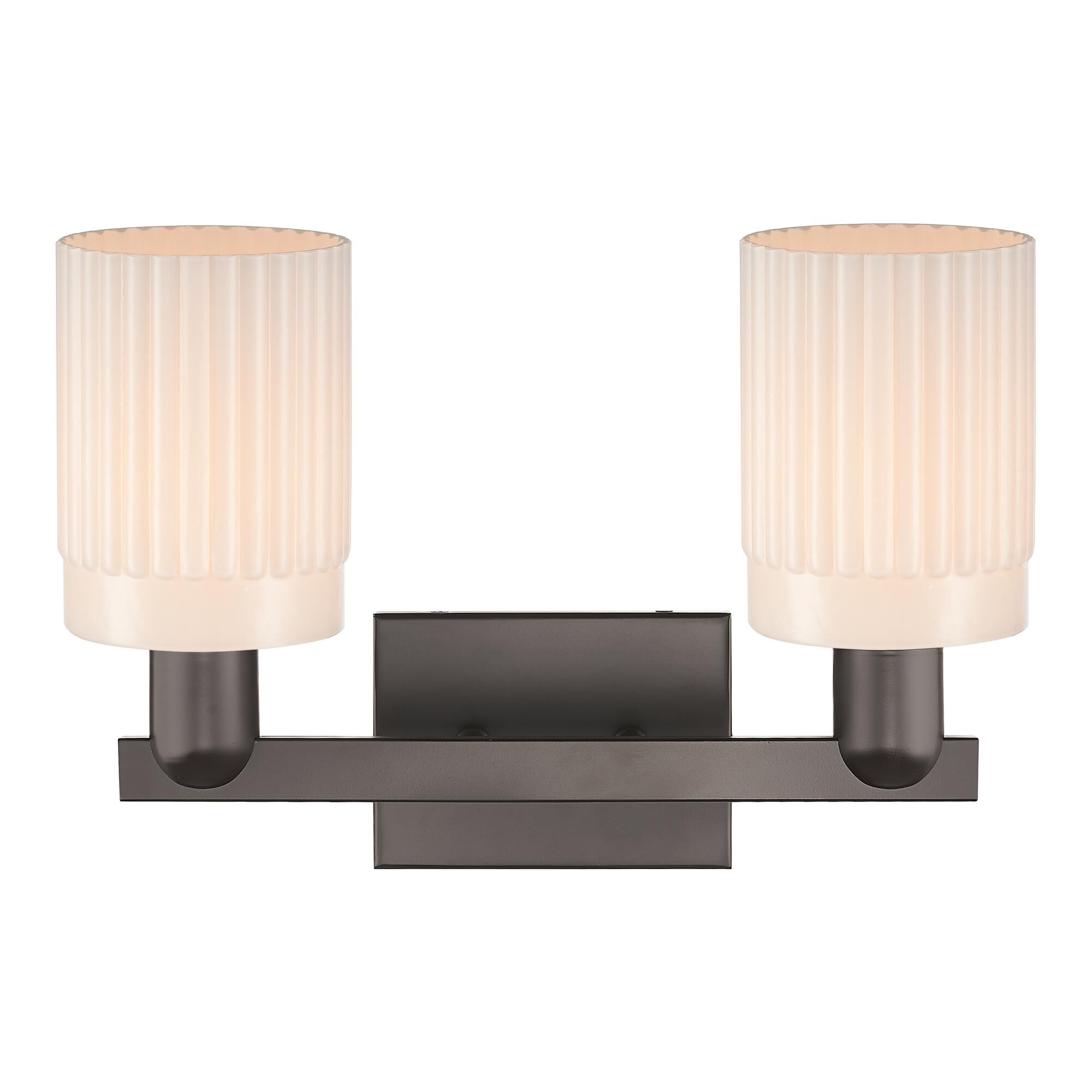 Shown in Oil Rubbed Bronze finish and Matte White glass