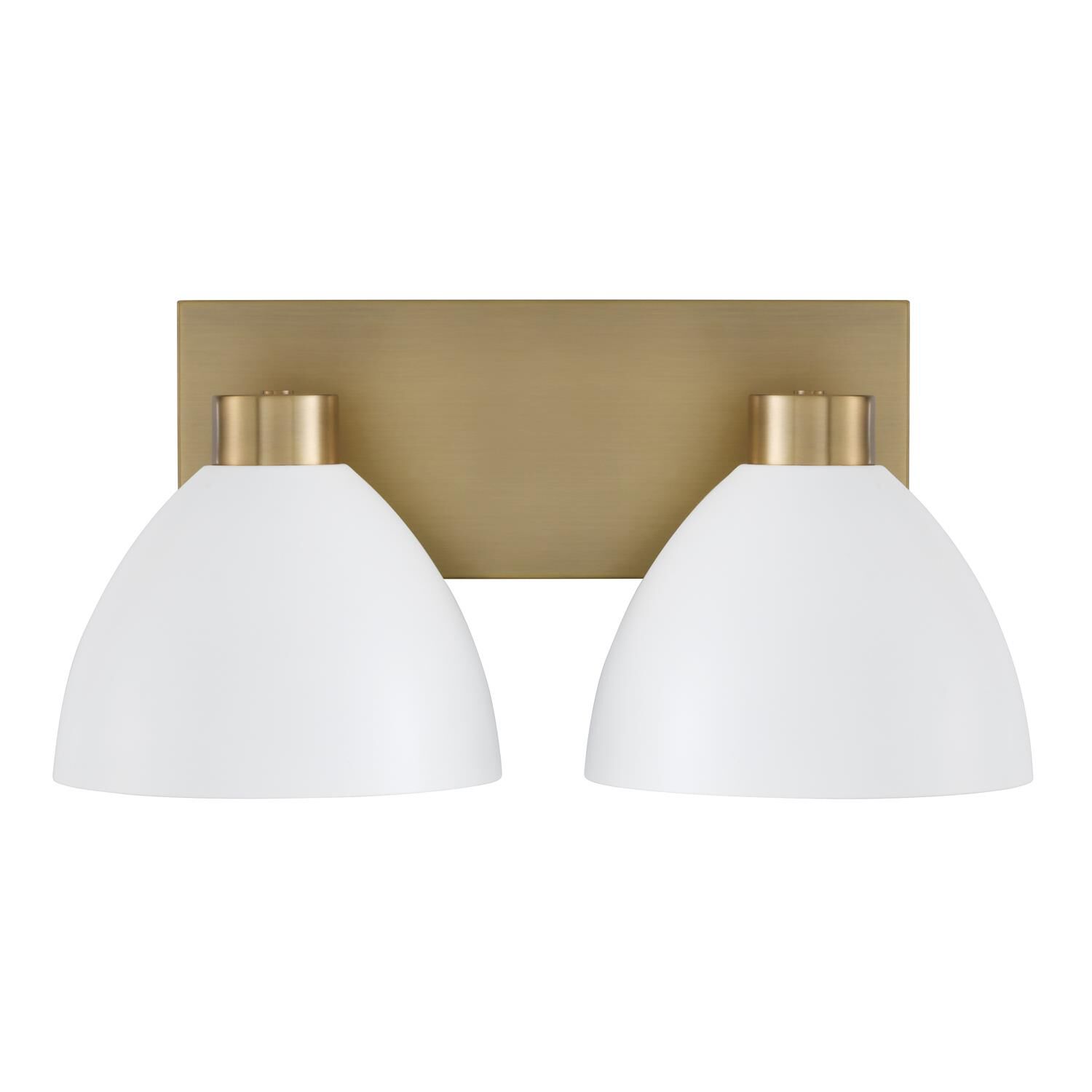 Shown in Aged Brass And White finish and Matte White Metal shade