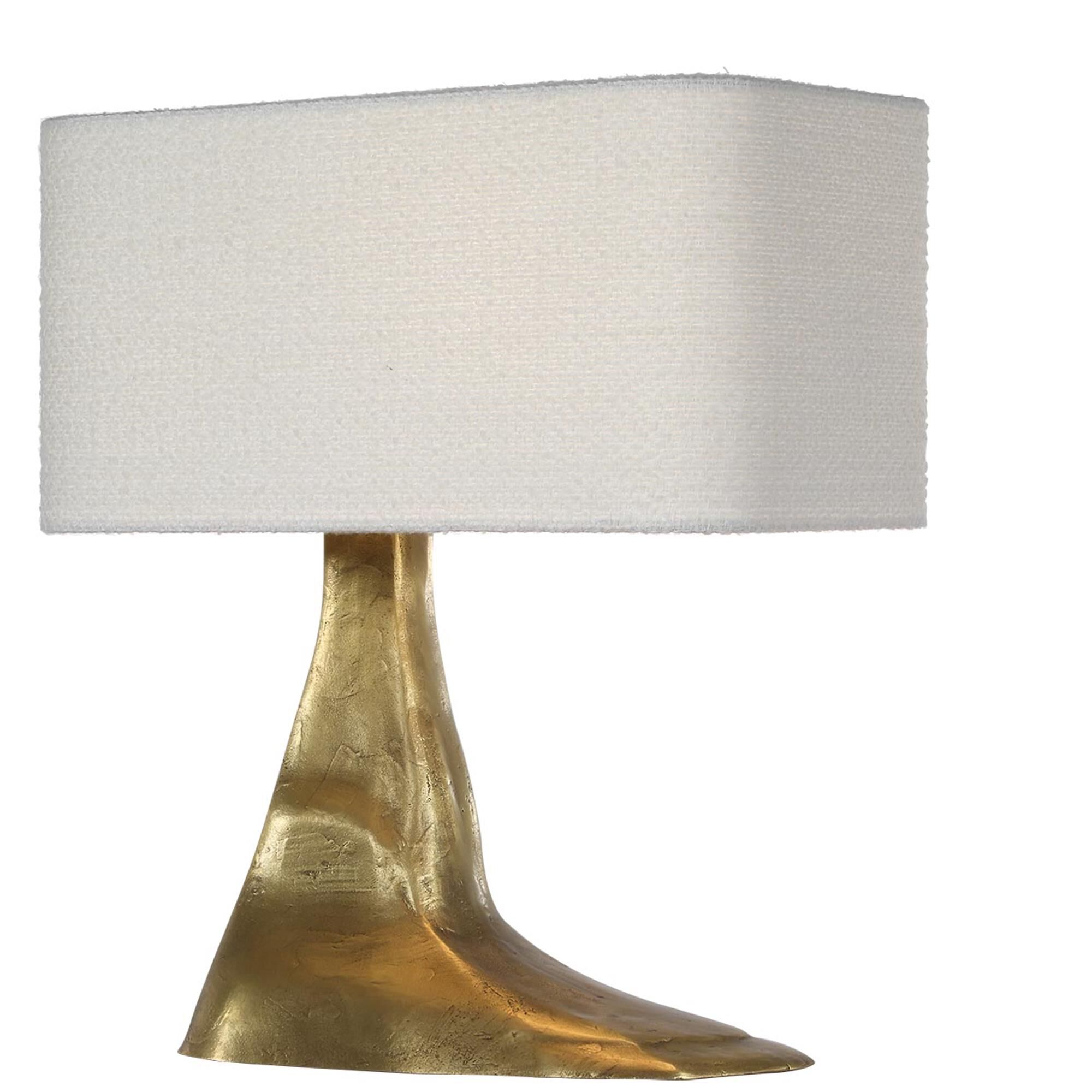 Shown in Museum Brass finish and Boucle Rectangle shade