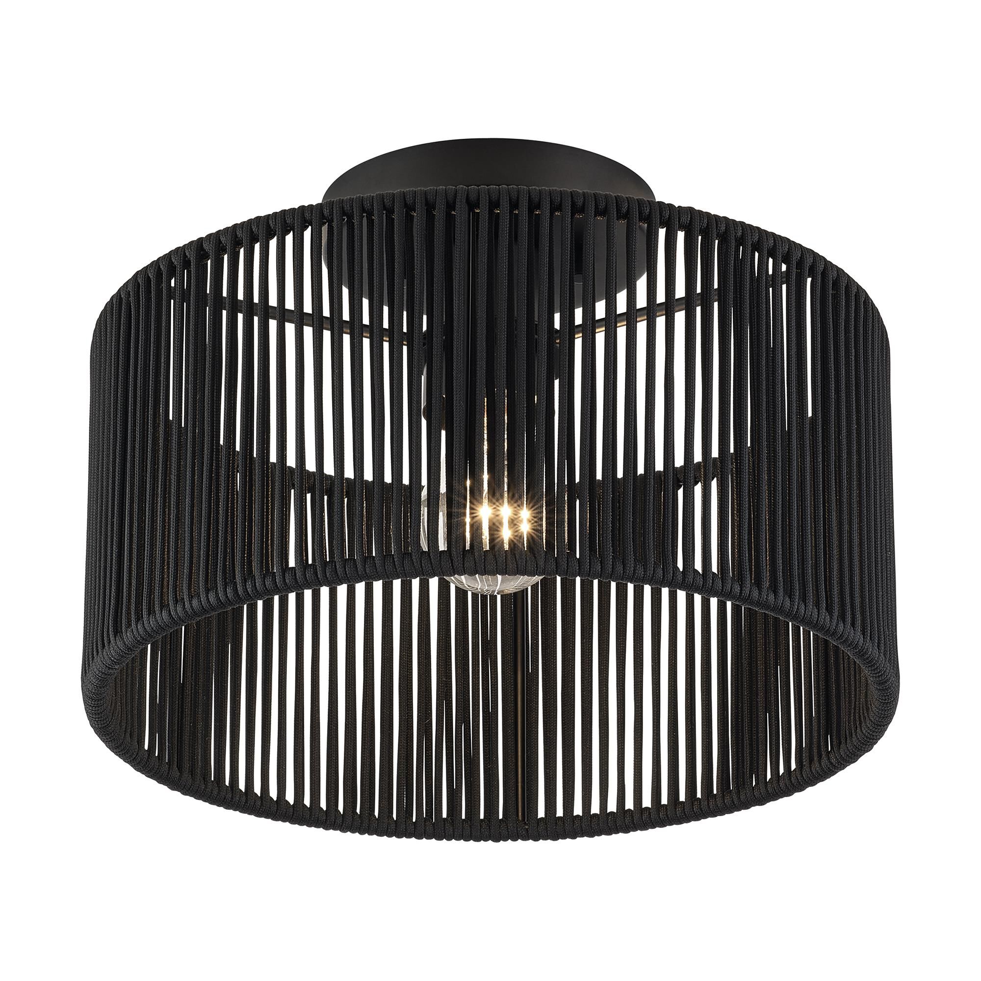 Shown in Black finish and Hand-Woven Parisian Night Color Polyester Rope shade