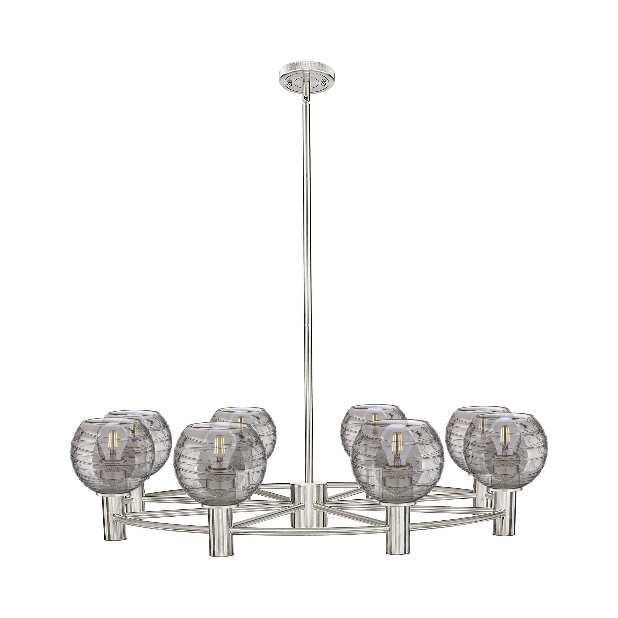 Shown in Satin Nickel finish and Light Smoke Deco Swirl shade