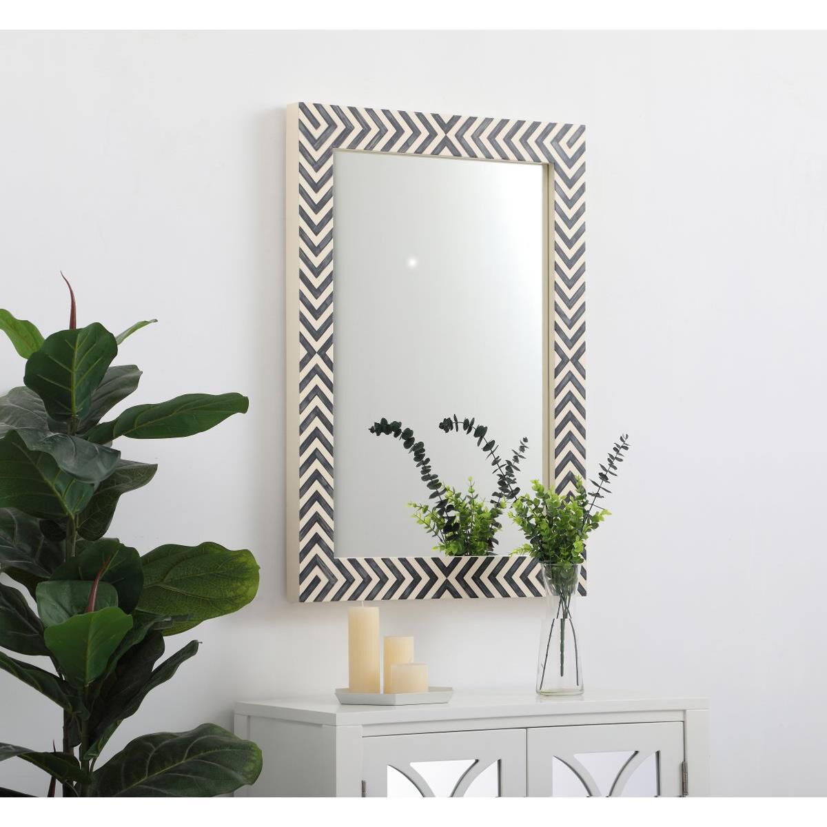 Rectangular mirror 36x24 inch in chevron Wall Mirror by Elegant Decor