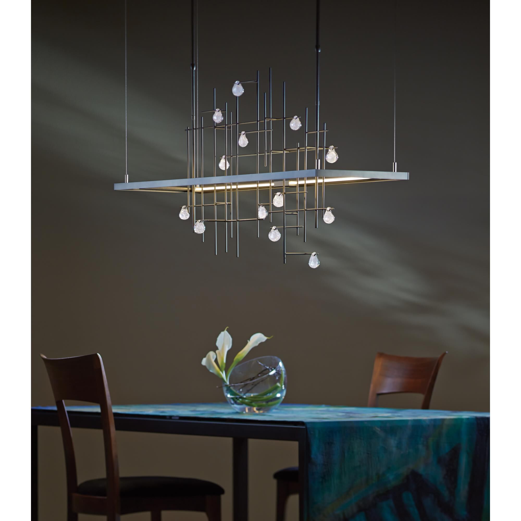 Shown in Dark Smoke finish and Clear Bubble  glass