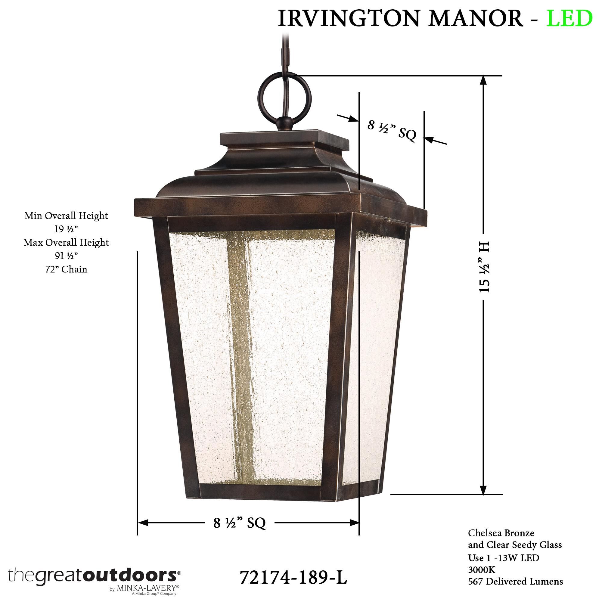 Irvington Manor Outdoor Hanging Lantern Capitol Lighting