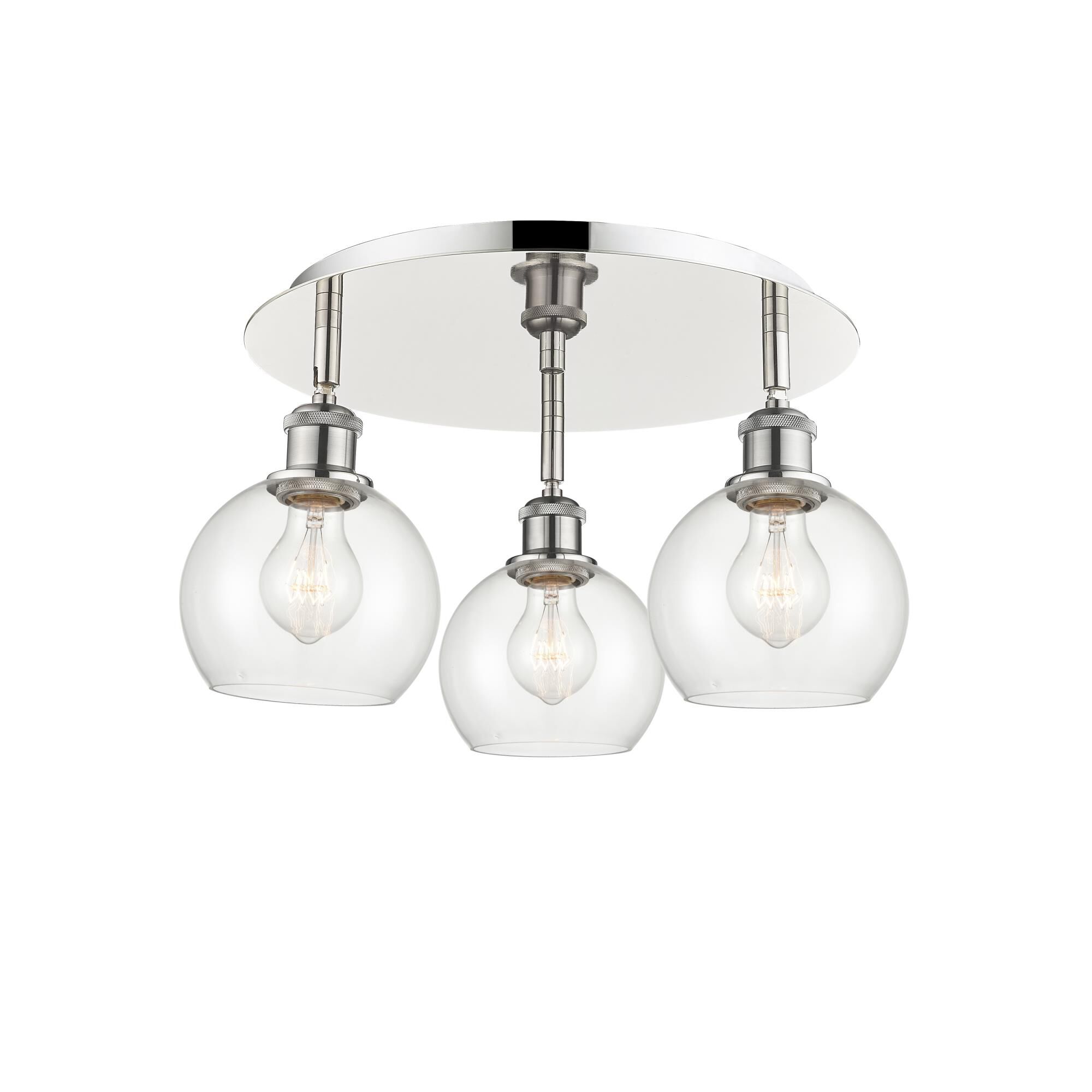 Shown in Polished Nickel finish and Clear glass