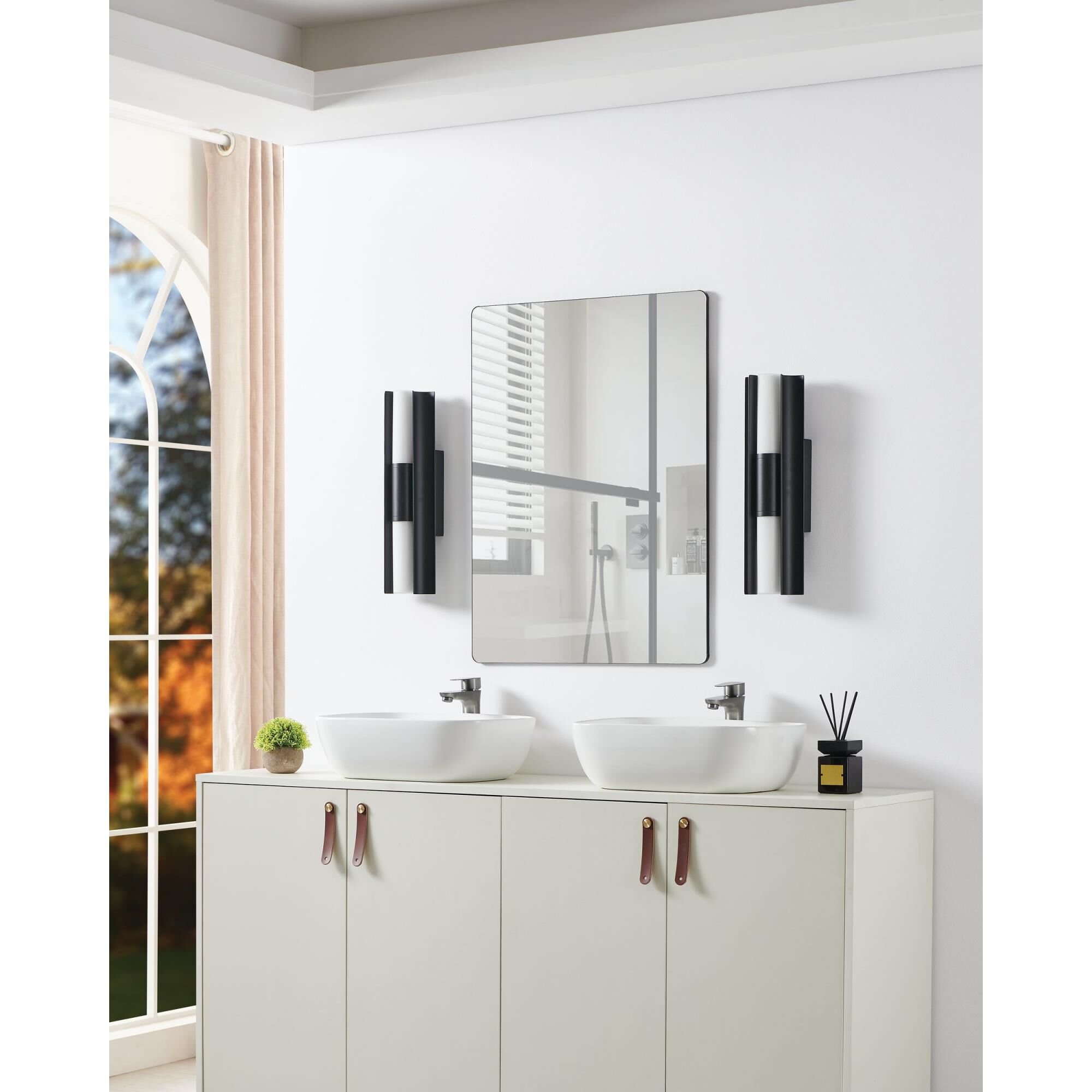 Shown in Textured Black finish and Etched Opal glass