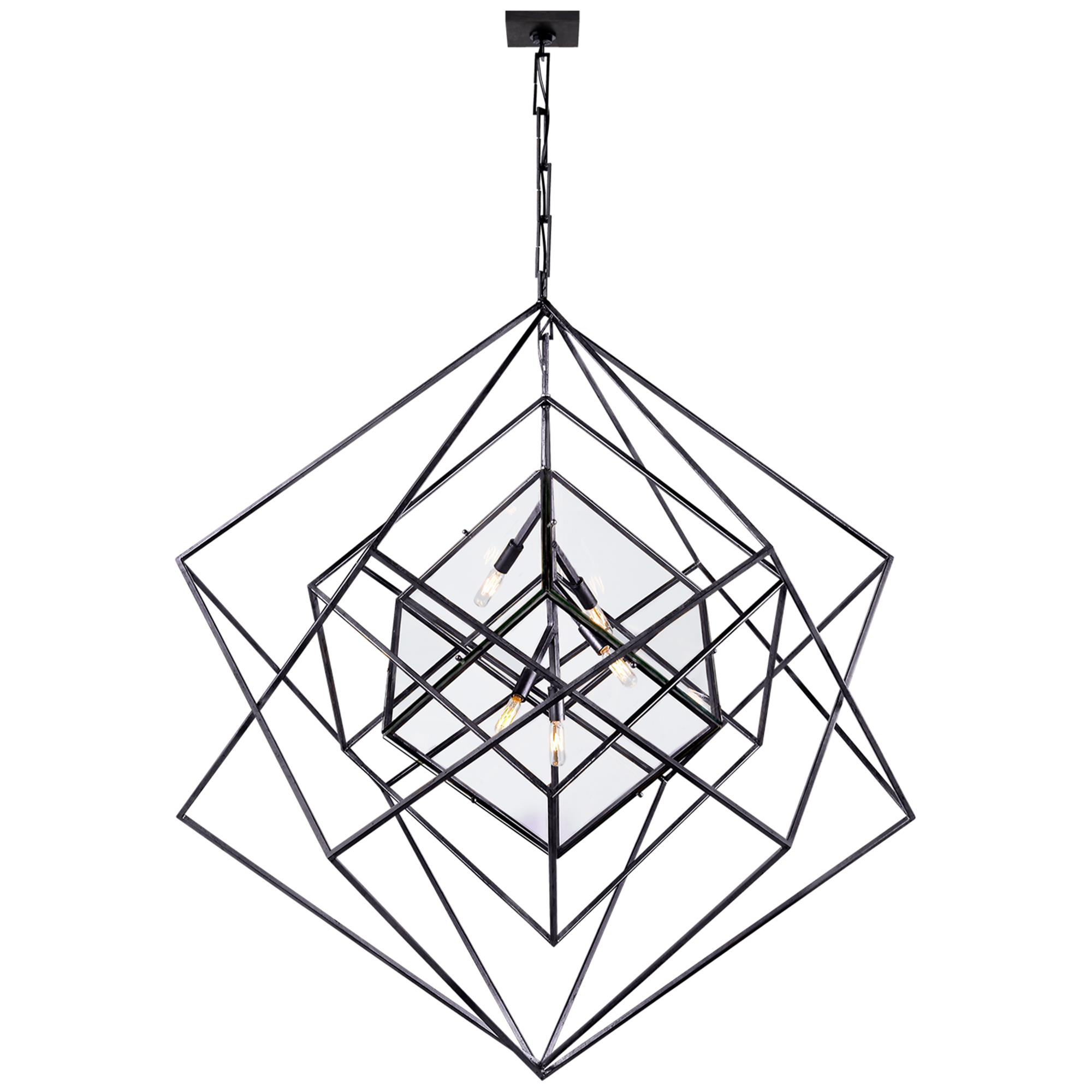 Shown in Aged Iron finish and Clear glass