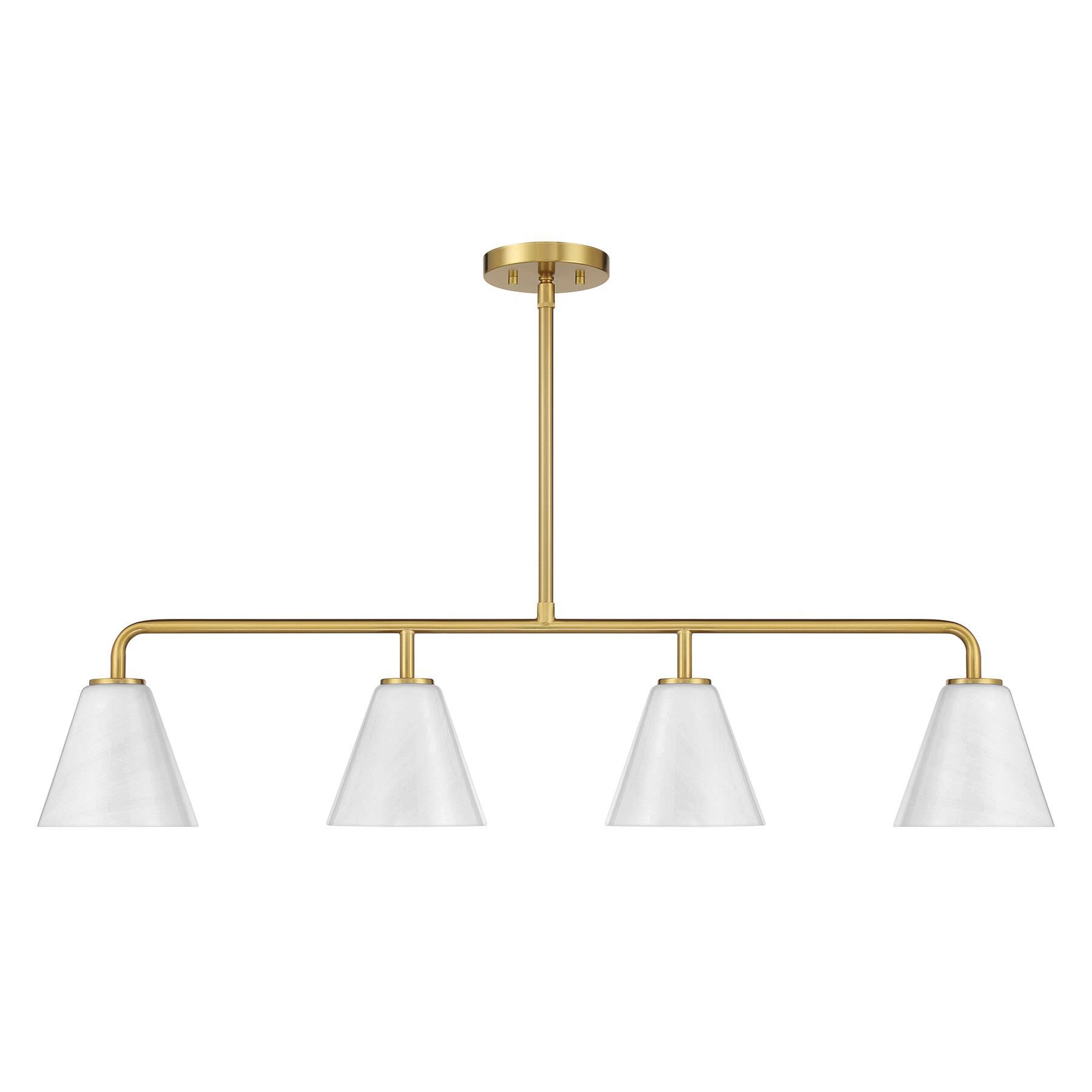 Shown in Warm Brass finish and Strie shade