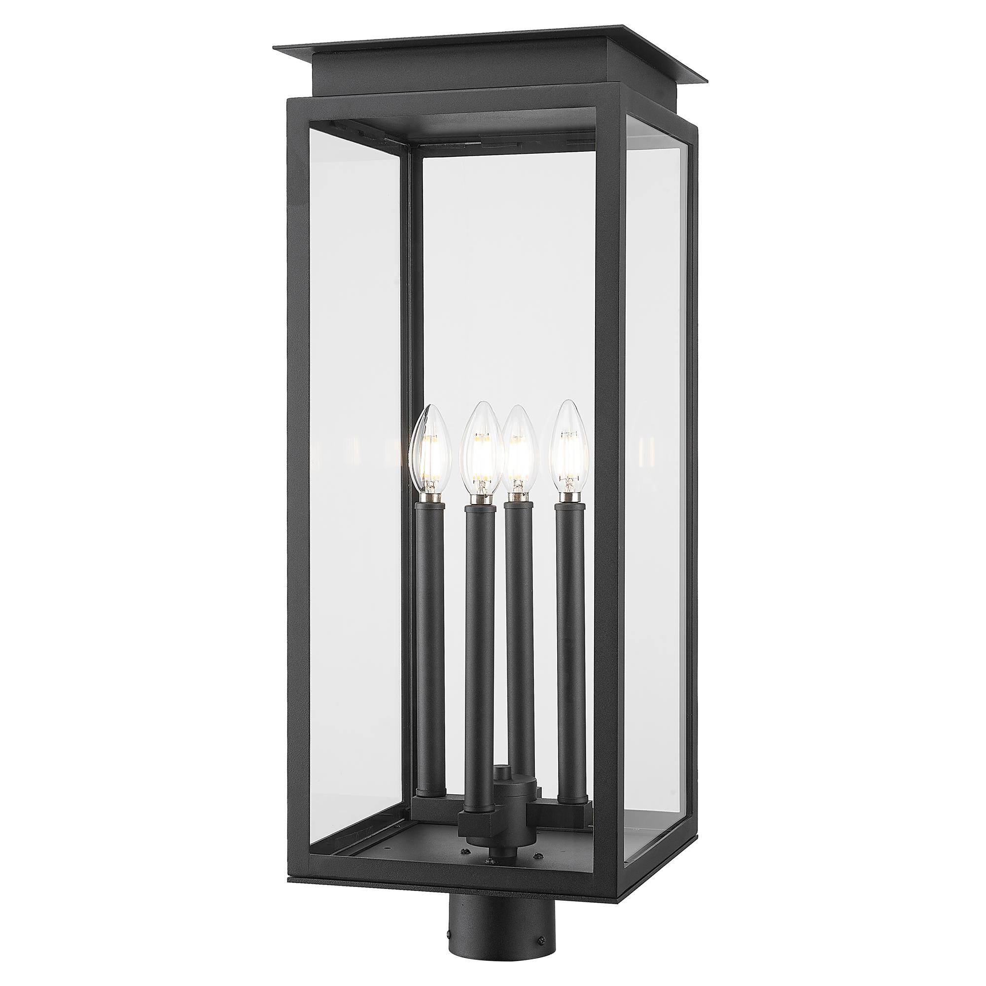 Shown in Black finish and Clear glass and Clear shade