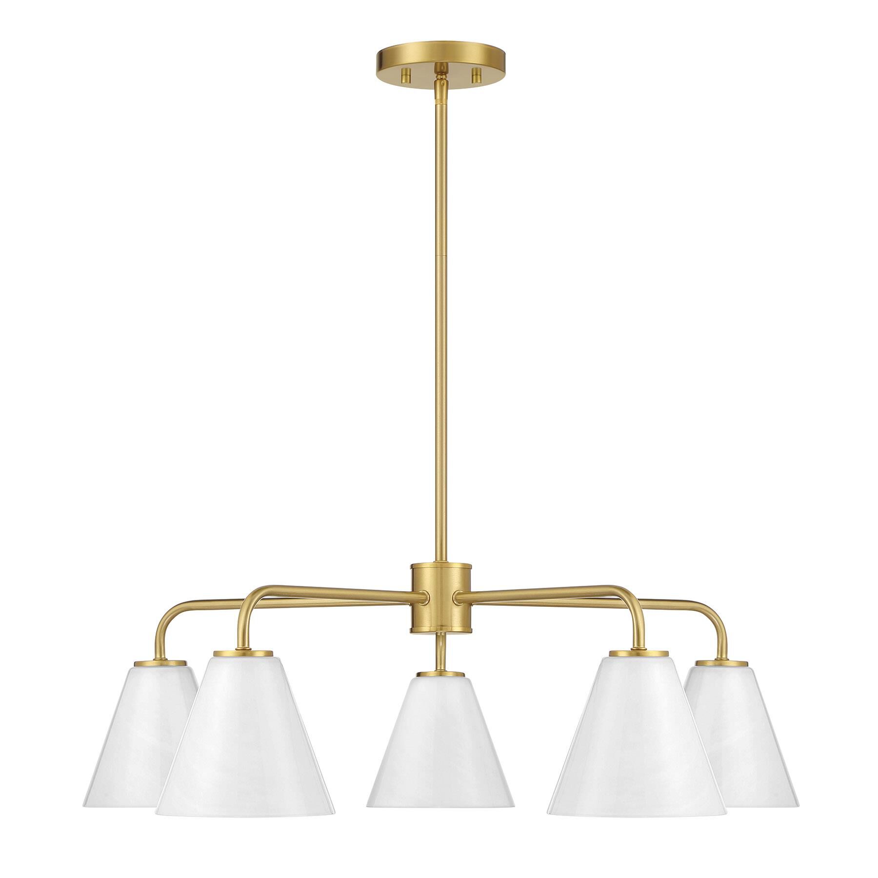 Shown in Warm Brass finish and Strie shade