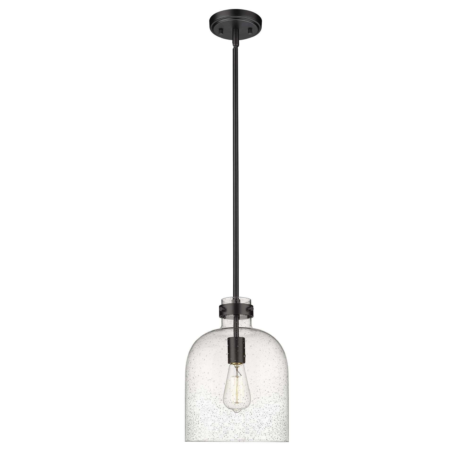 Shown in Matte Black finish and Glass shade