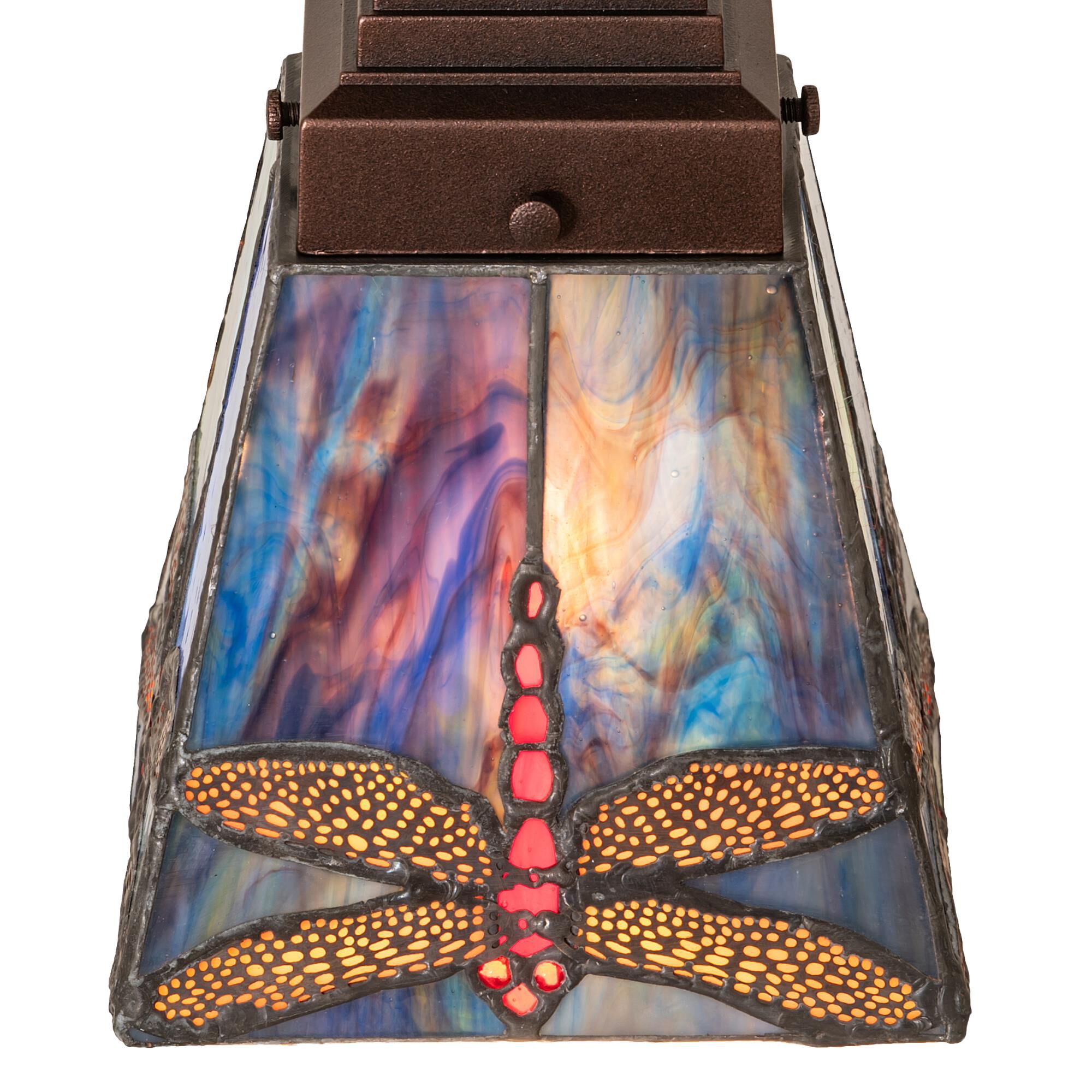 Shown in Mahogany Bronze finish and Ruby;Blue glass