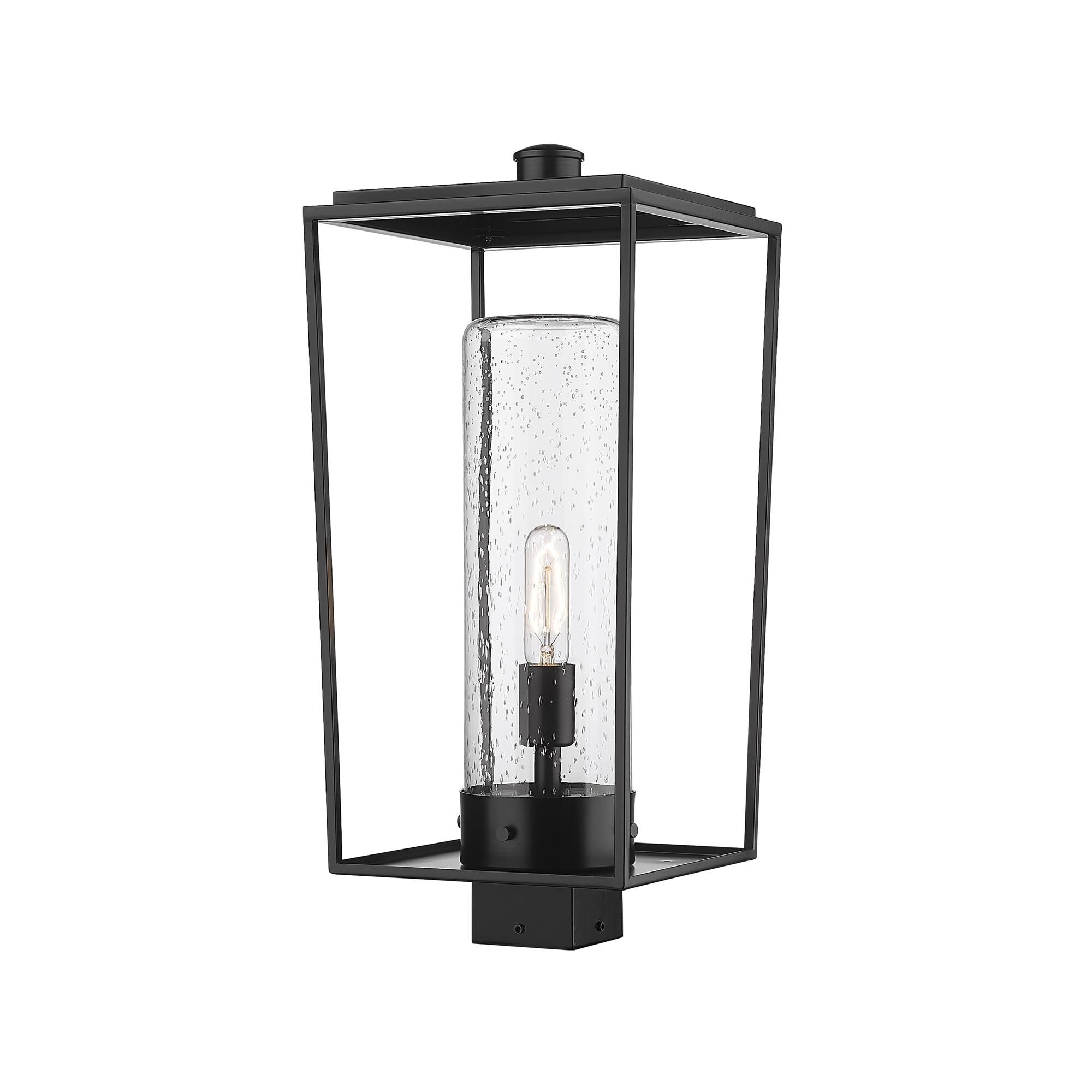Shown in Black finish and Glass shade