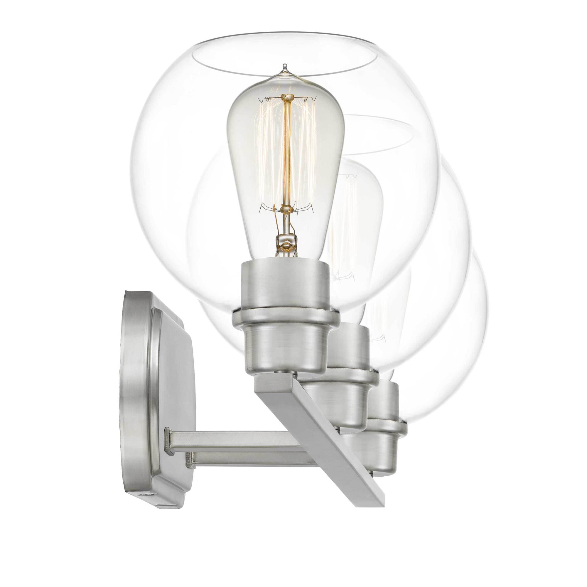 Shown in Brushed Nickel finish and Clear Glass shade