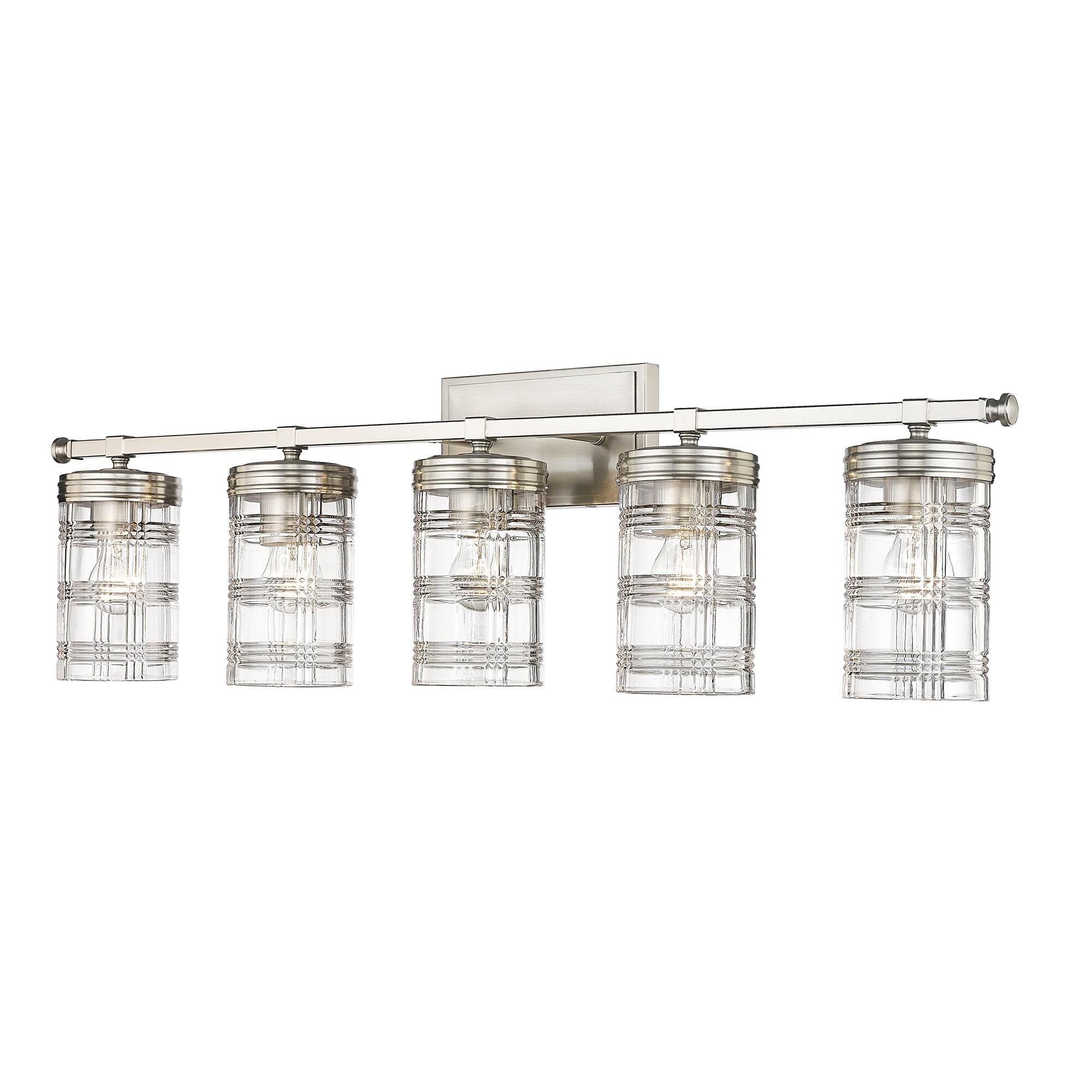Shown in Brushed Nickel finish and Clear glass
