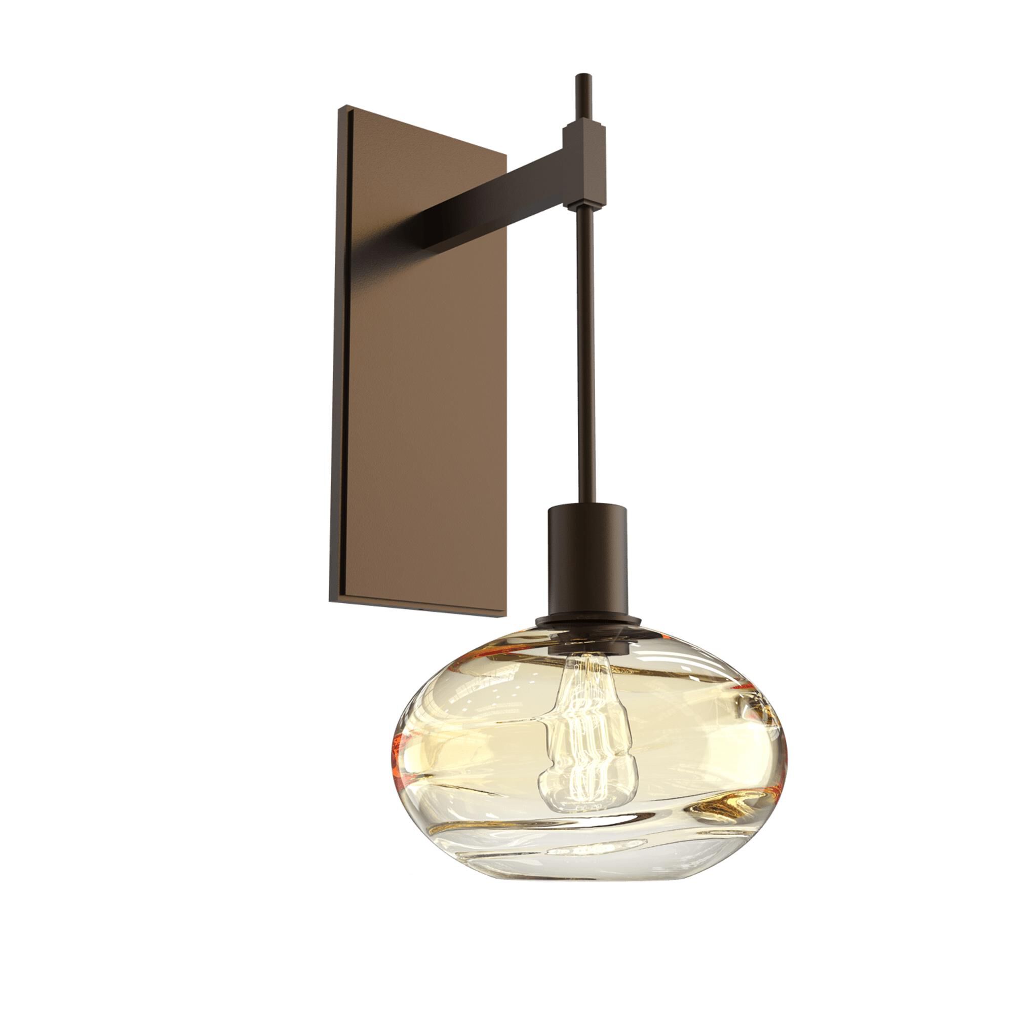 Shown in Flat Bronze finish and Optic Blown Amber glass