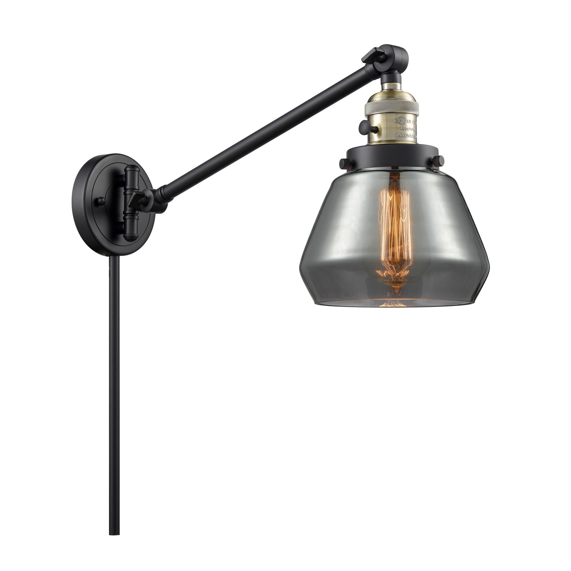 Shown in Black Antique Brass finish and Plated Smoked glass