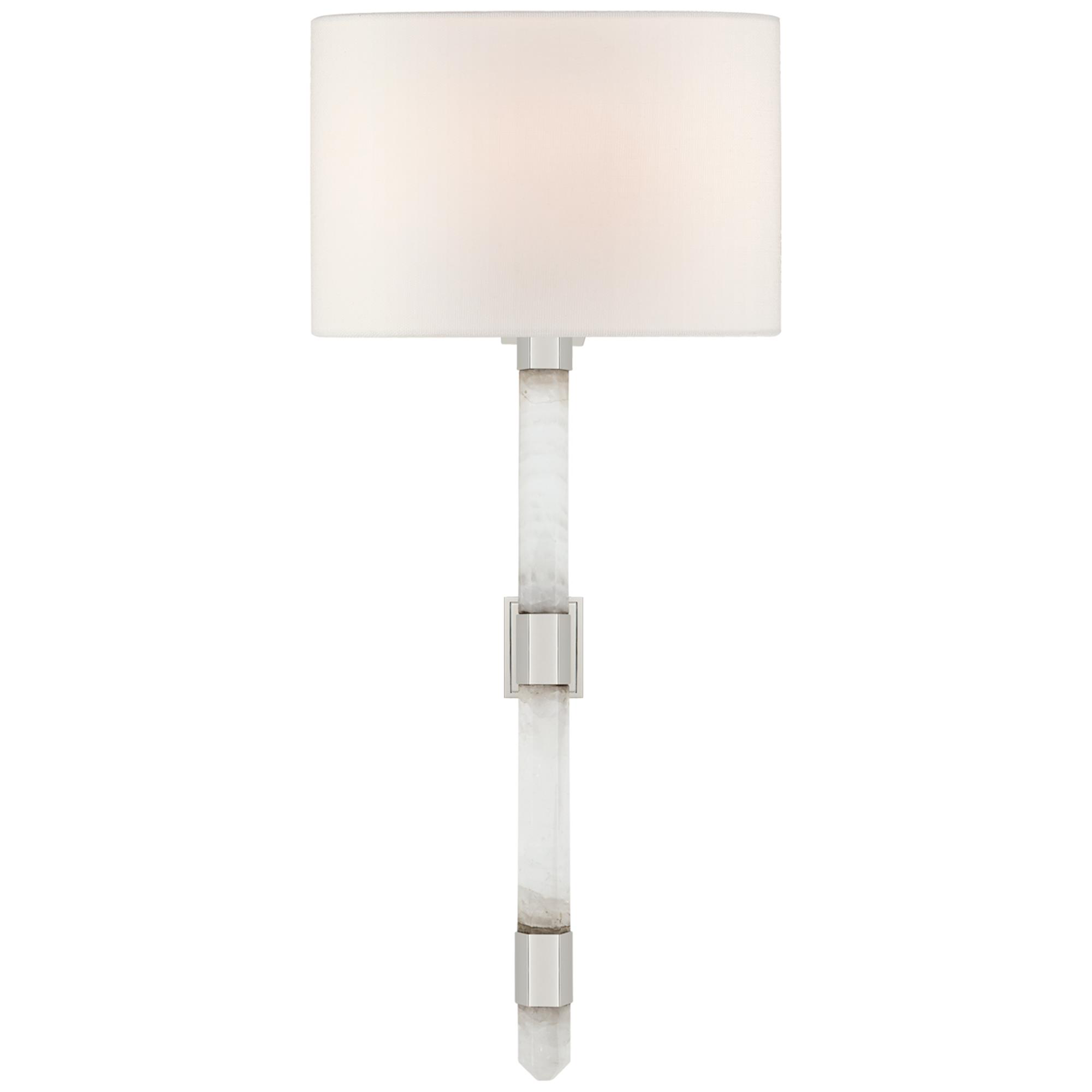 Shown in Polished Nickel finish and Linen shade