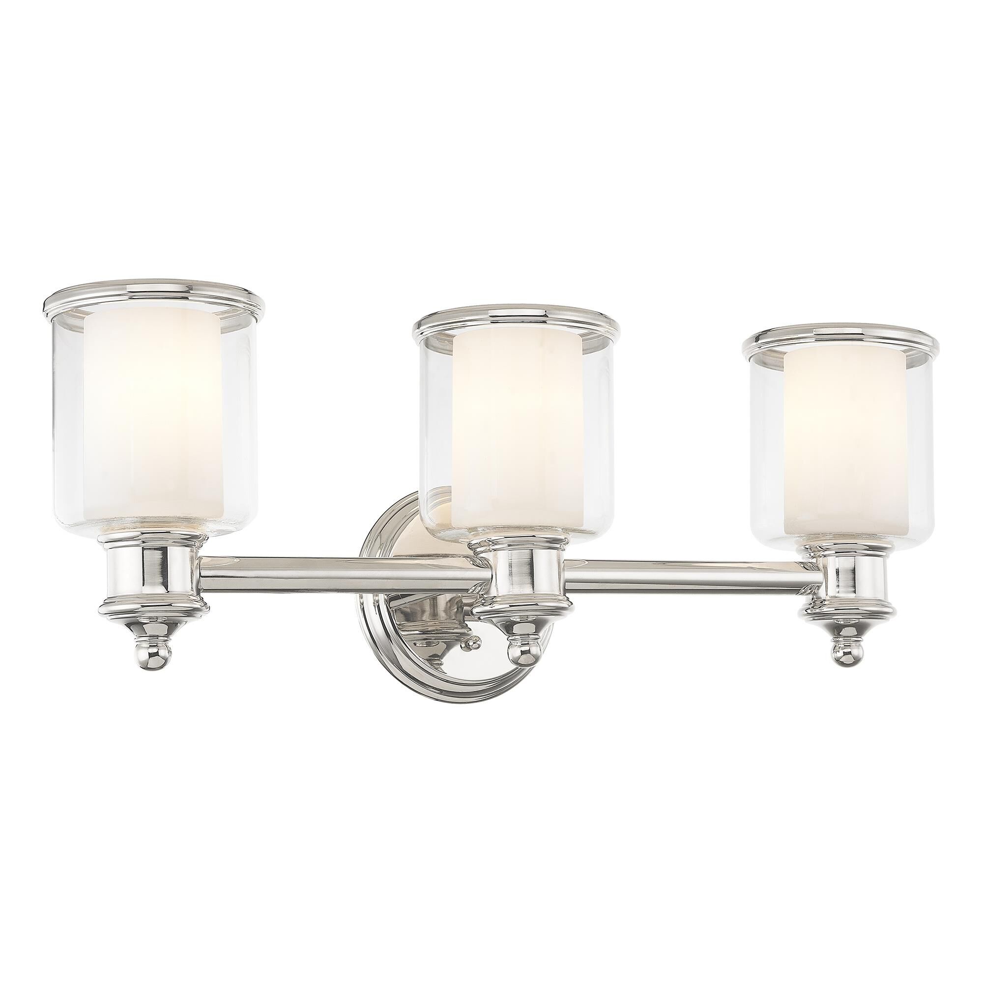 Shown in Polished Nickel finish and Hand Crafted Clear glass