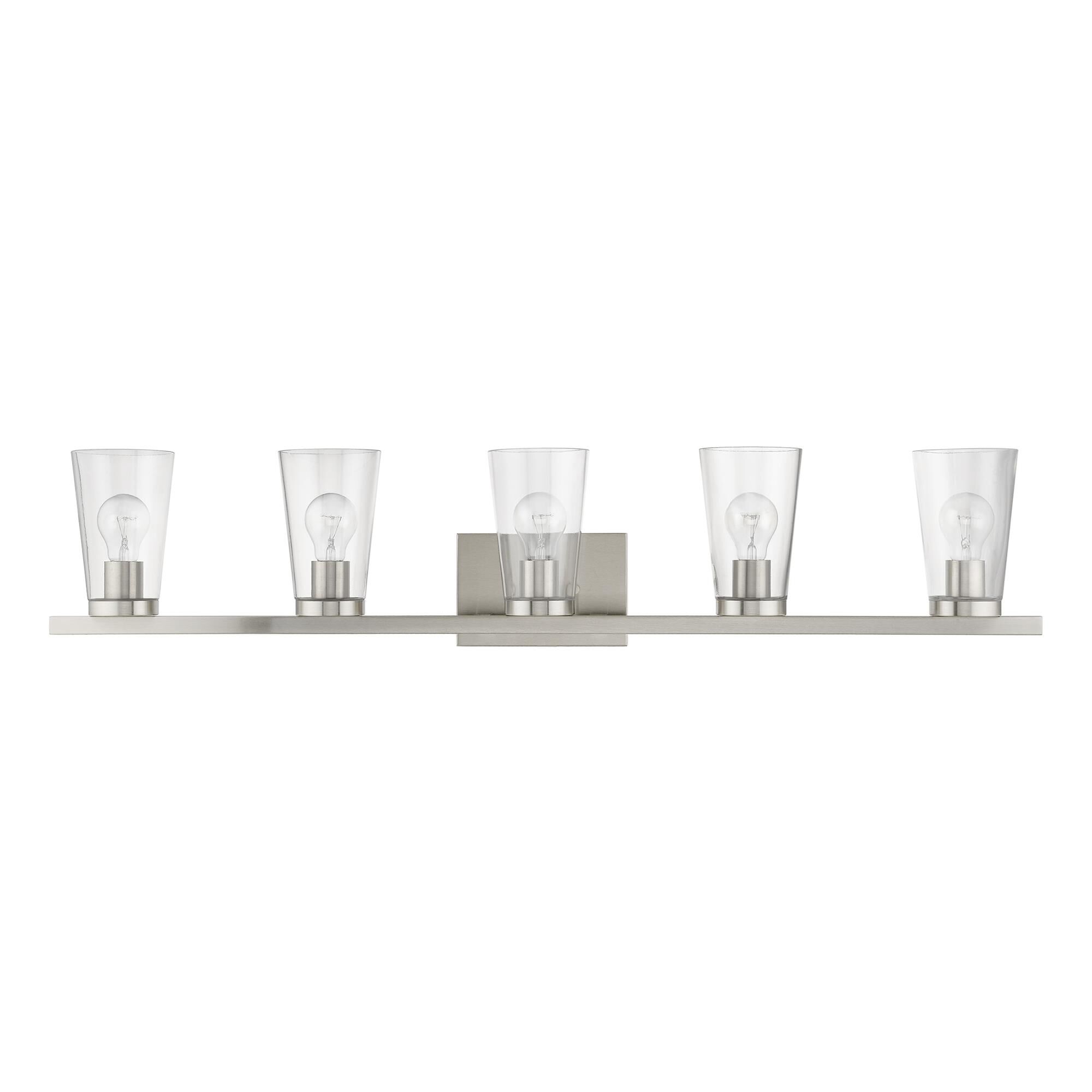 Shown in Brushed Nickel finish and Clear glass