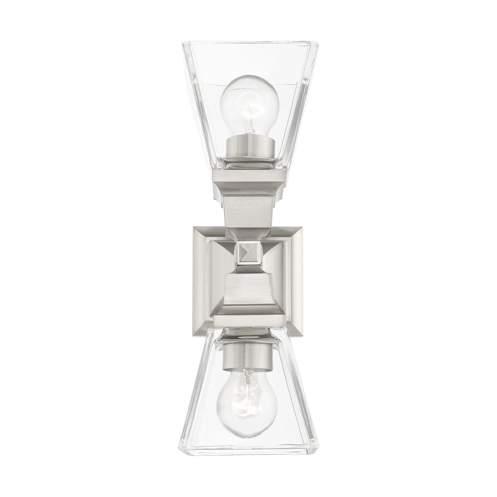 Shown in Brushed Nickel finish and Clear glass and Clear Glass shade