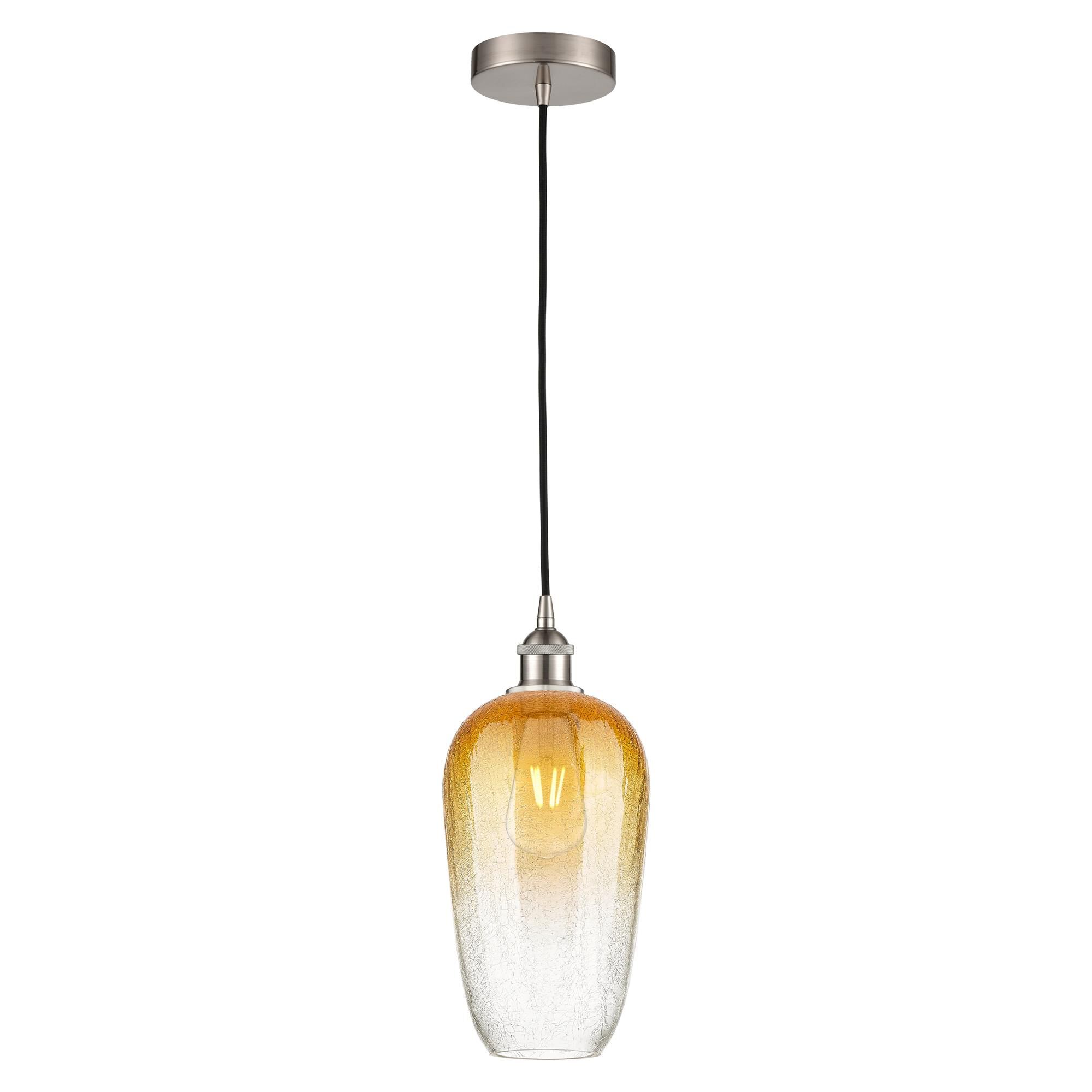 Shown in Brushed Satin Nickel finish and Amber glass