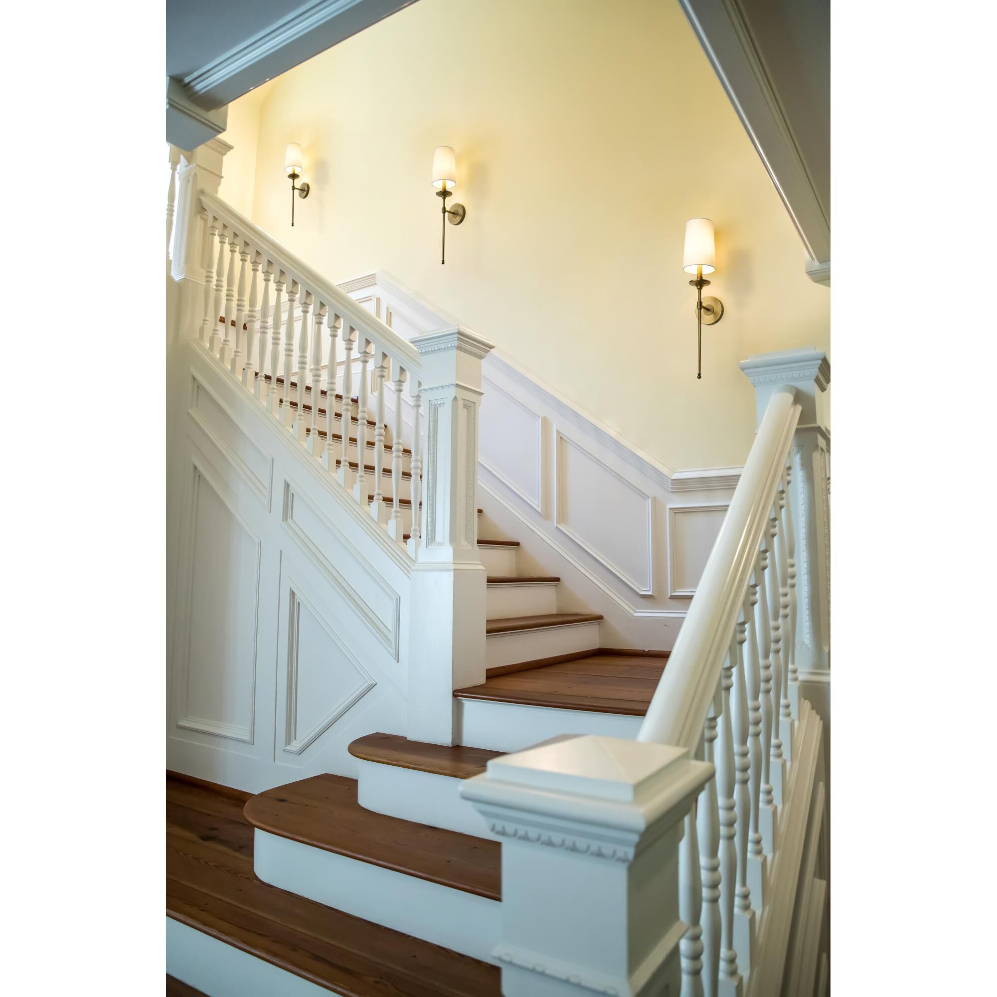 Shown in Rubbed Brass finish and Fabric shade