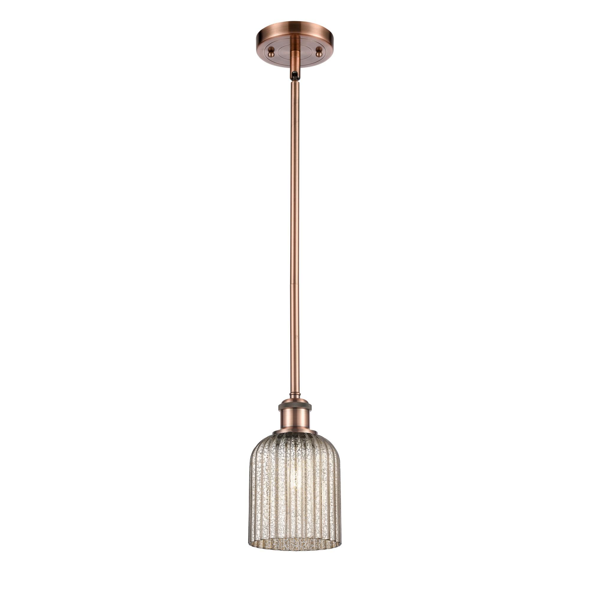 Shown in Antique Copper finish and Mercury shade