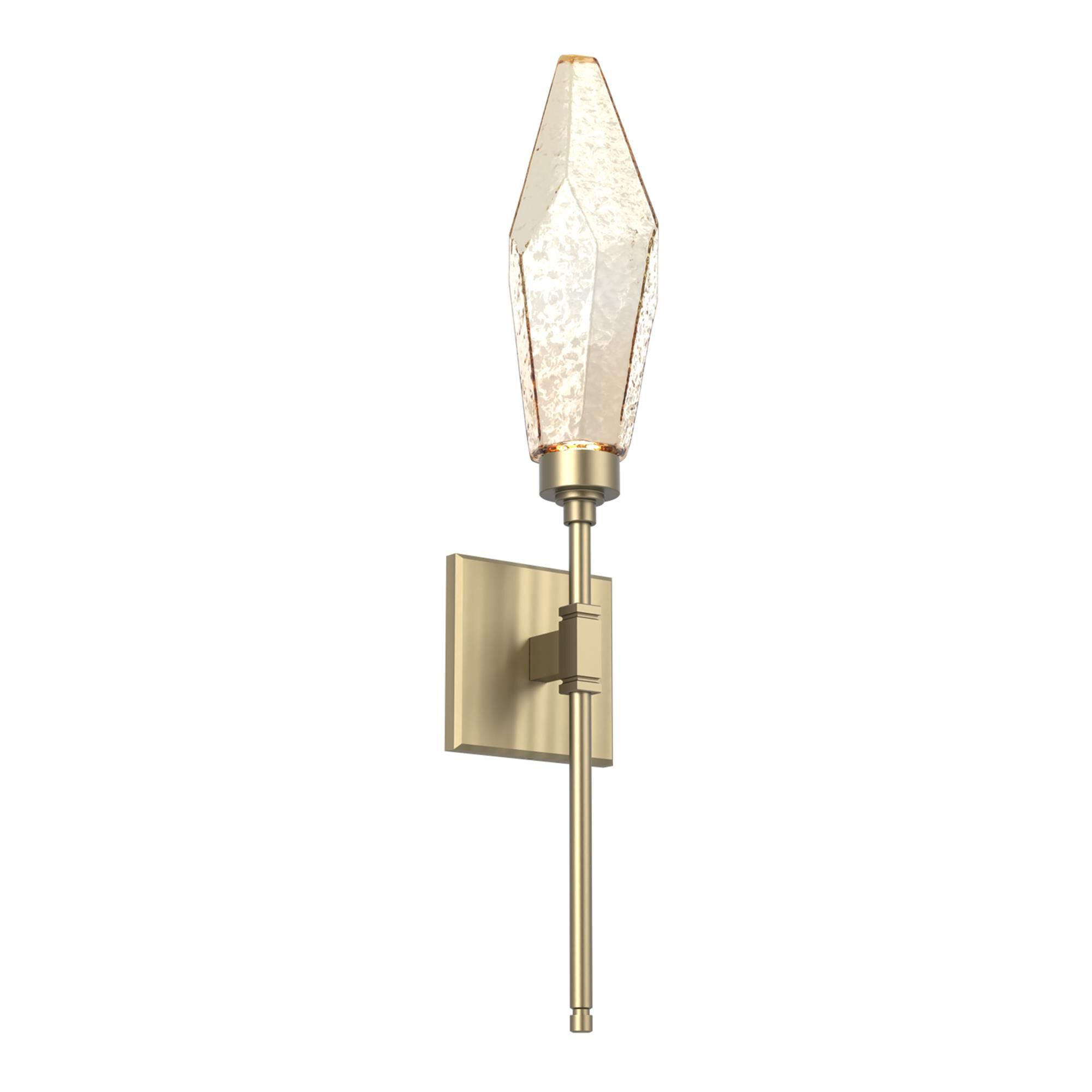 Shown in Novel Brass finish and Chilled Amber glass