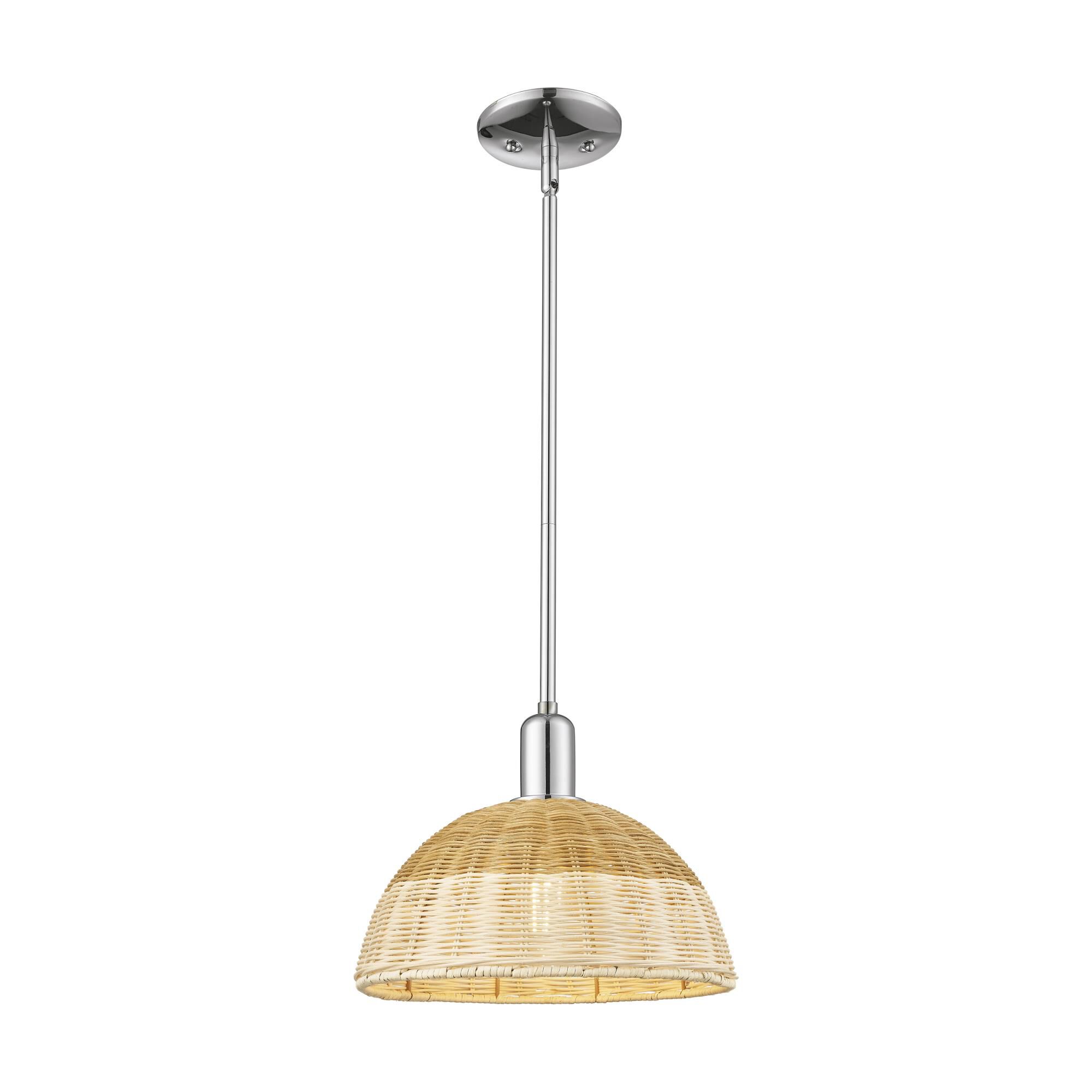 Shown in Polished Chrome finish and Natural Fiber shade