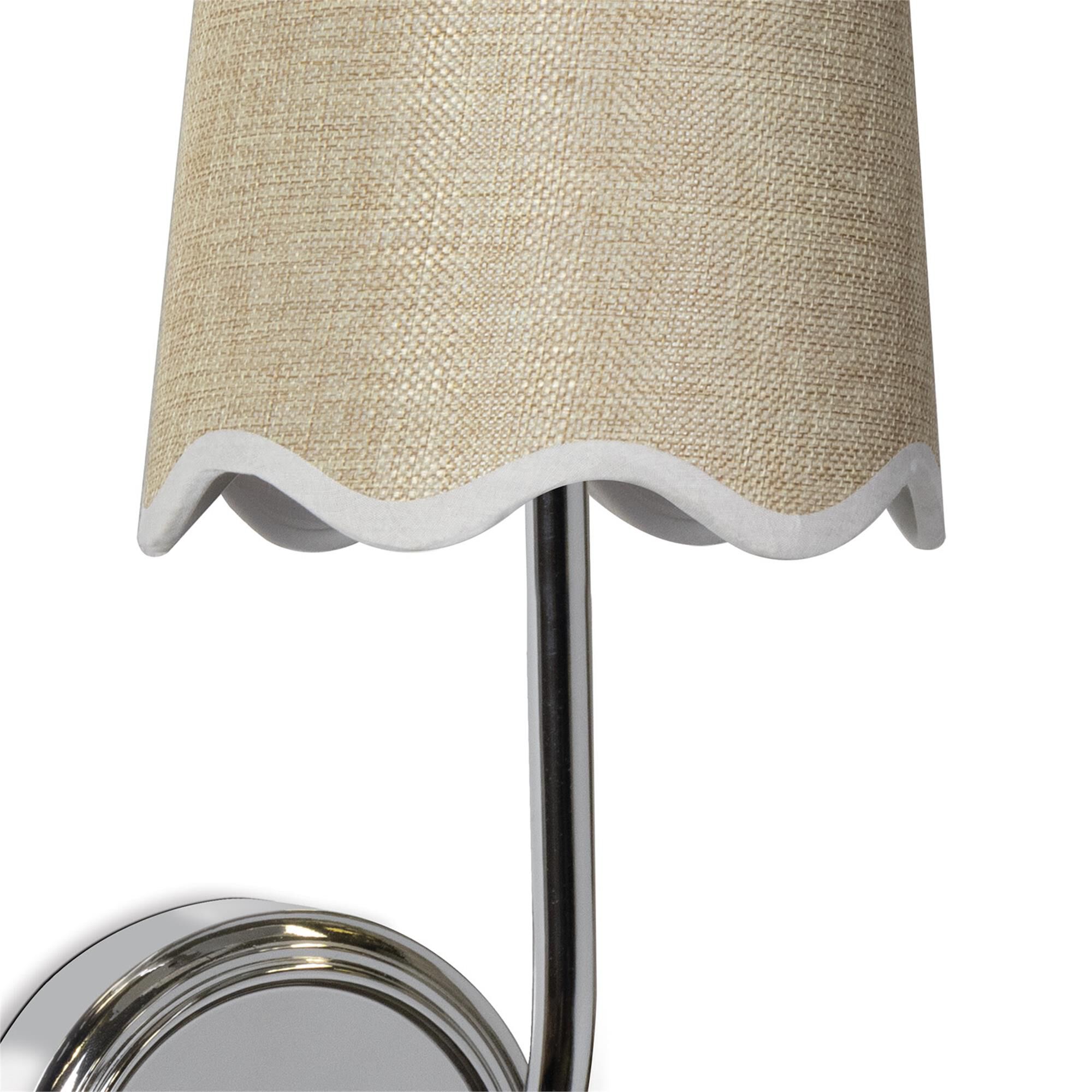 Shown in Polished Nickel finish and Linen shade