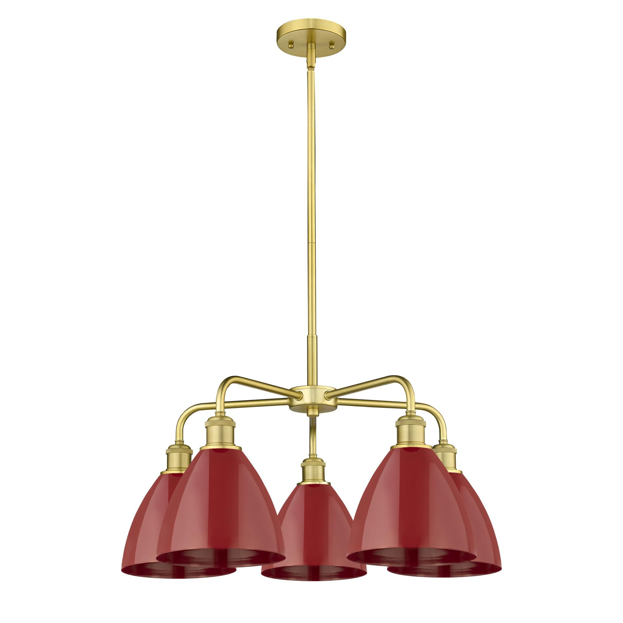 Shown in Satin Gold finish and Red shade