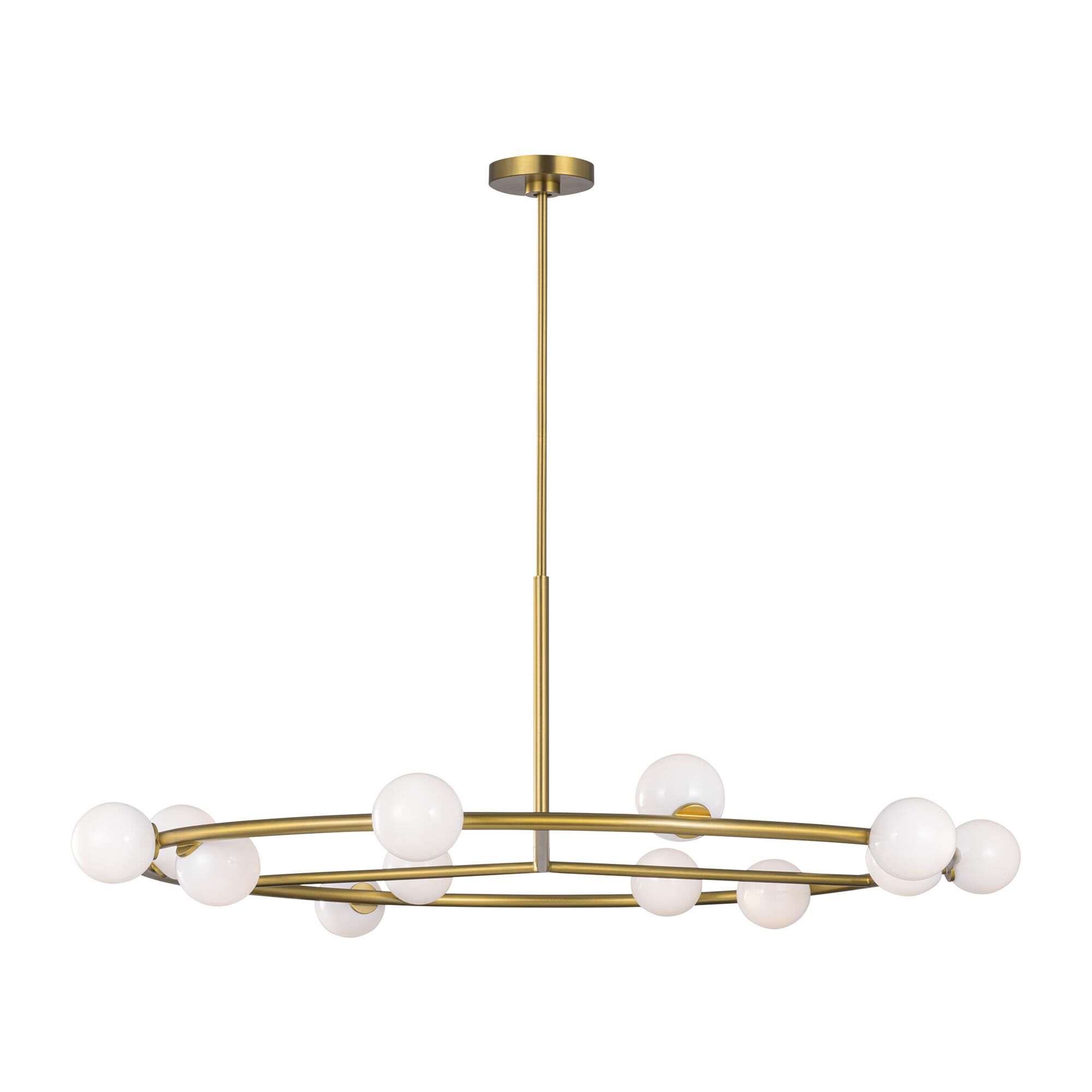 Shown in Burnished Brass finish and Milk glass