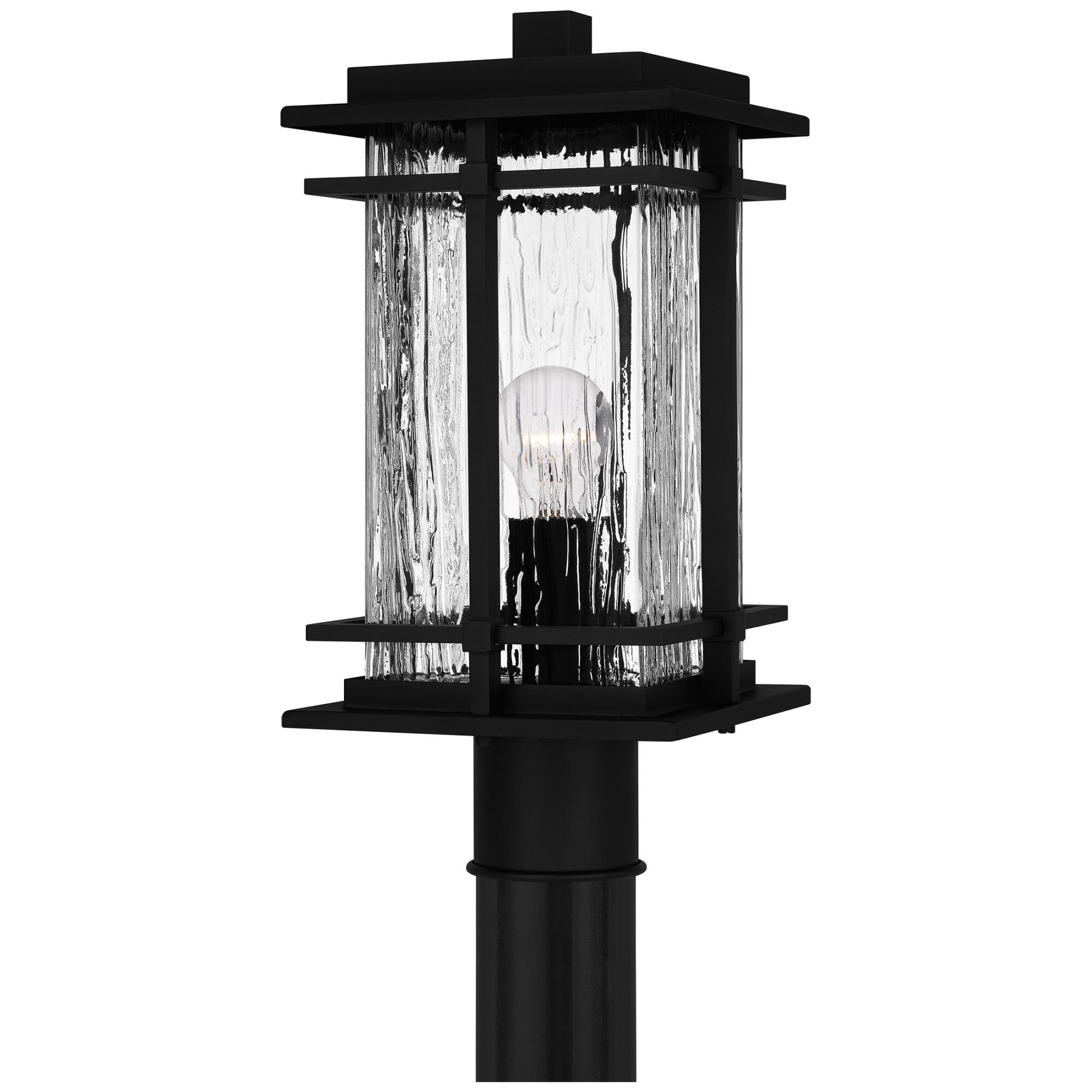 Shown in Earth Black finish and Clear Textured Glass shade