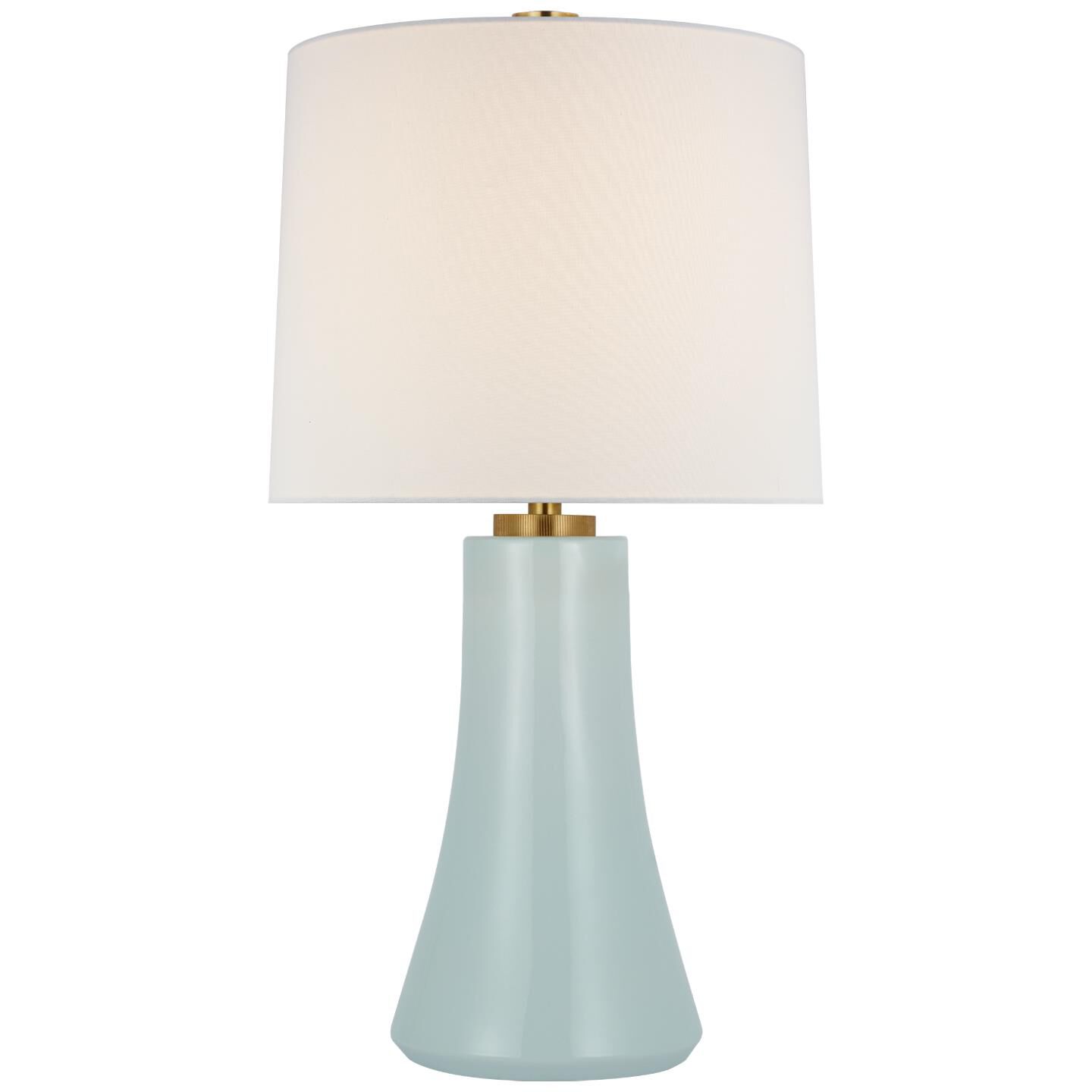 Shown in Ice Blue finish and Linen shade