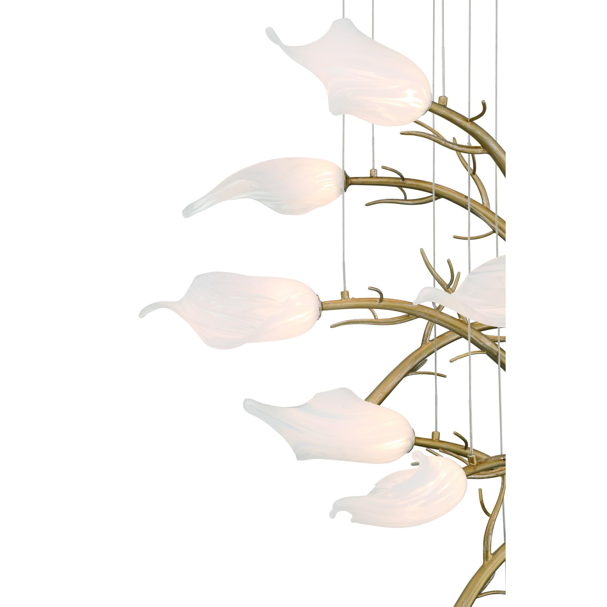 Shown in Gold finish and White  glass