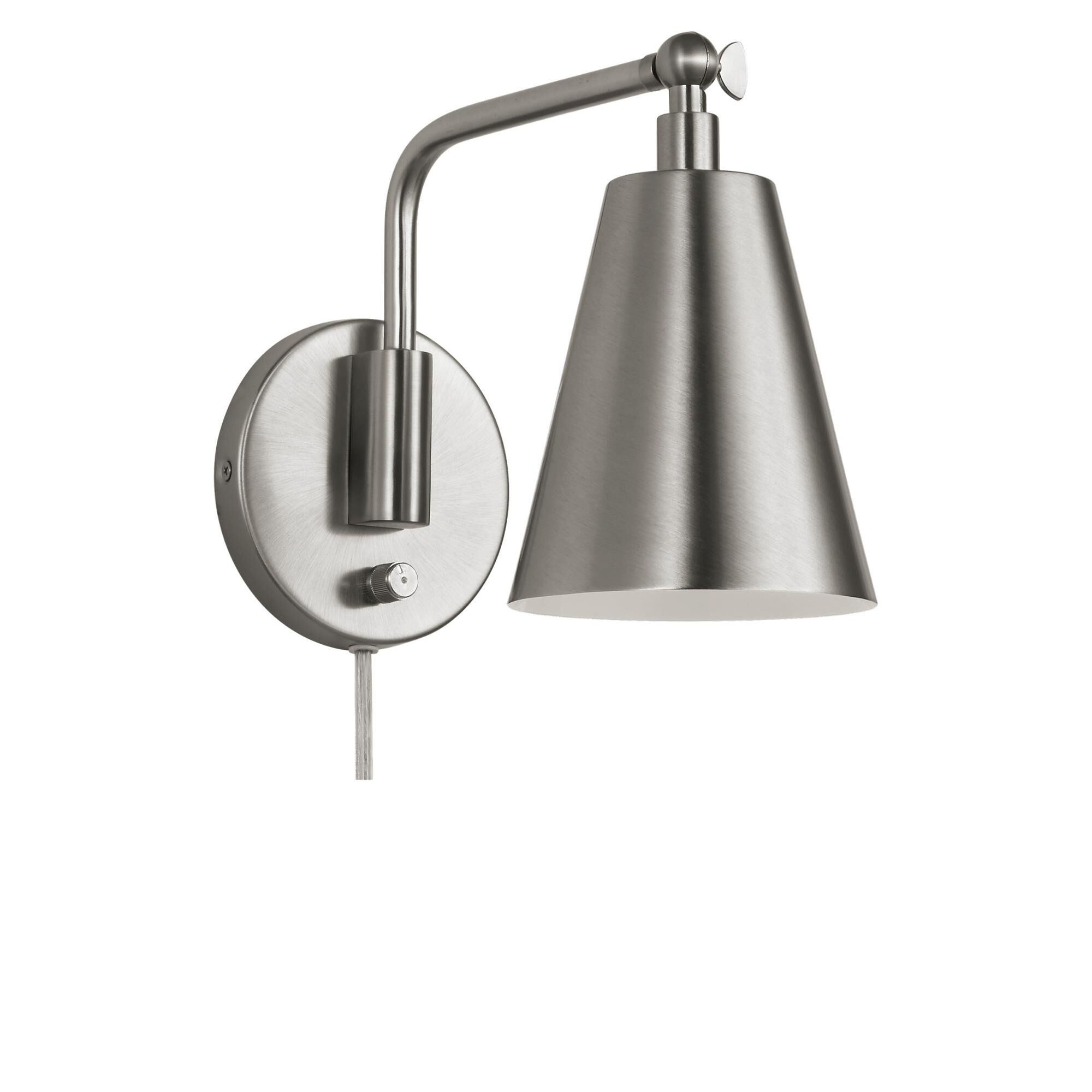 Shown in Burnished Brass finish and Steel shade