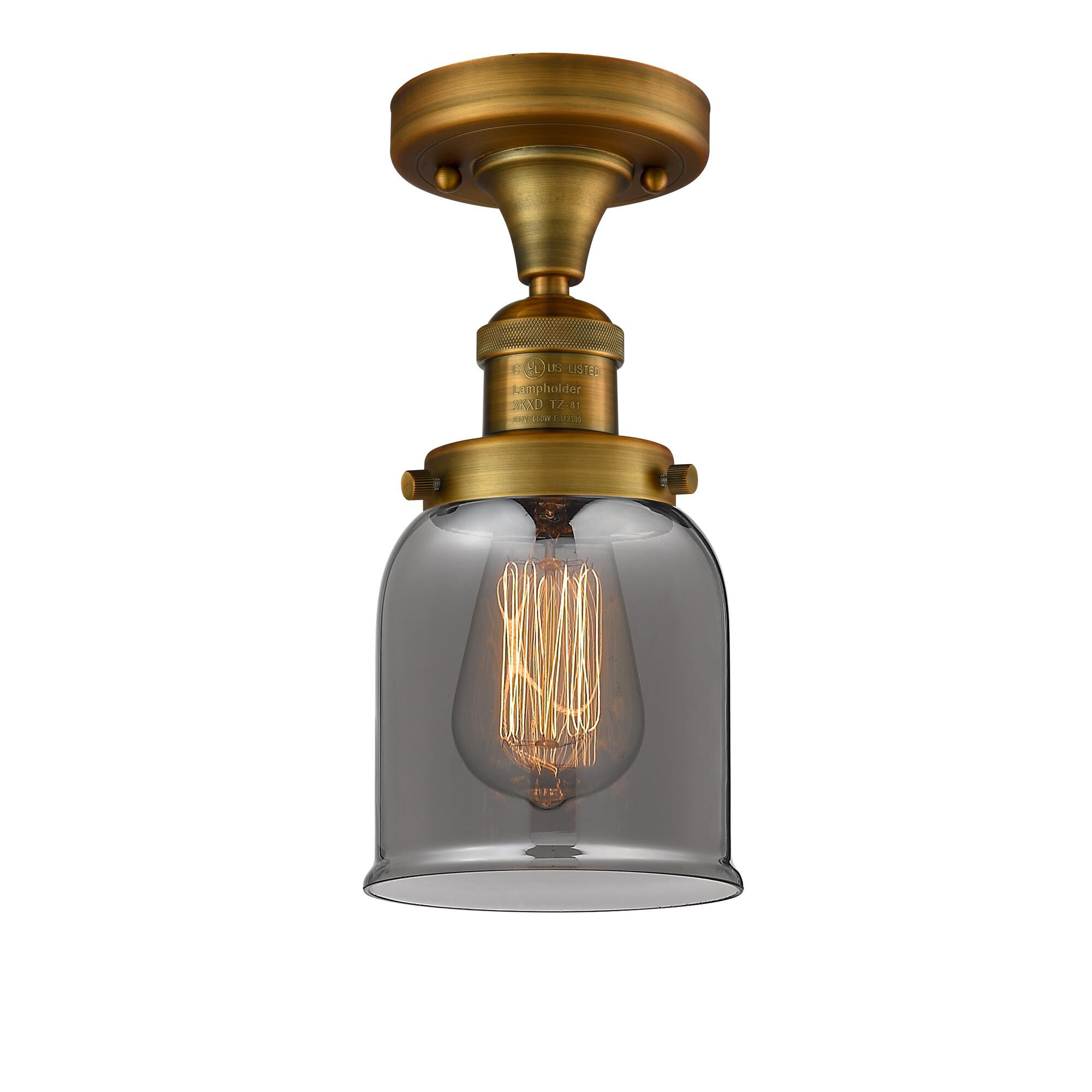Shown in Brushed Brass finish and Plated Smoked glass