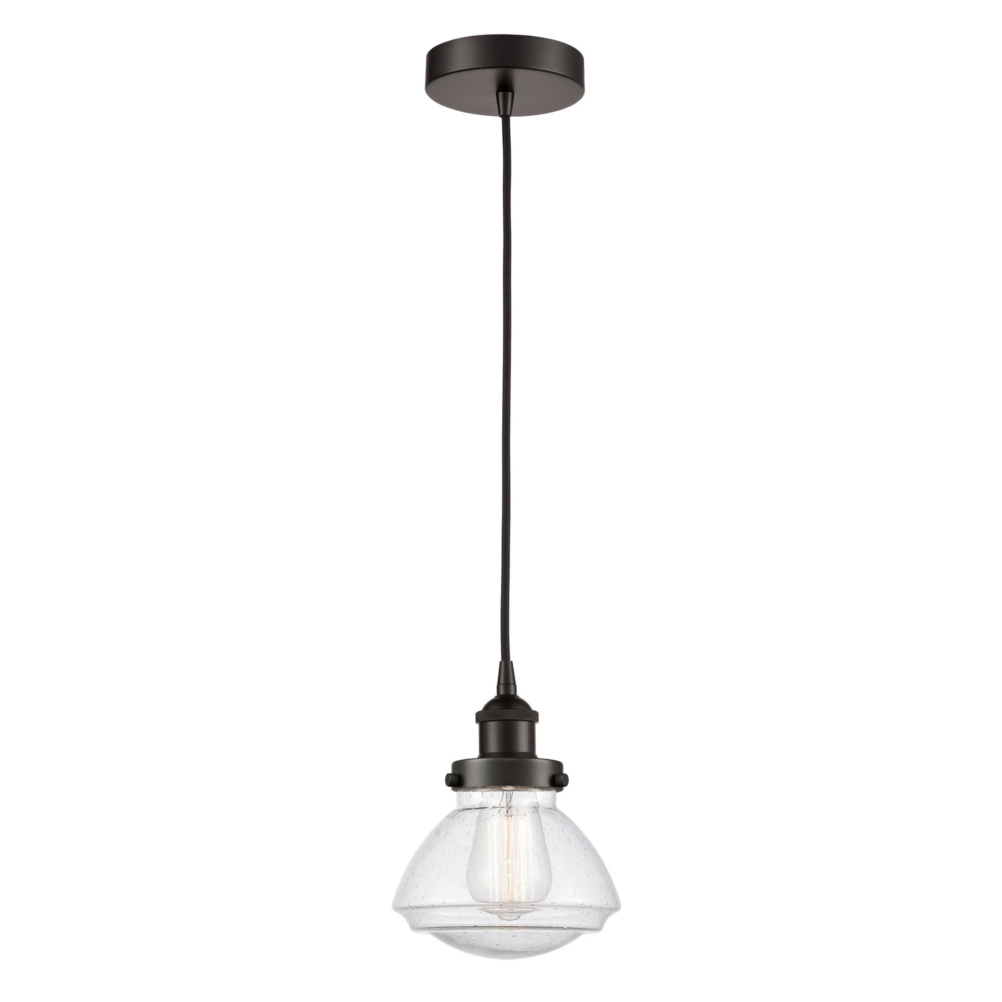 Shown in Oil Rubbed Bronze finish and Seedy Olean glass