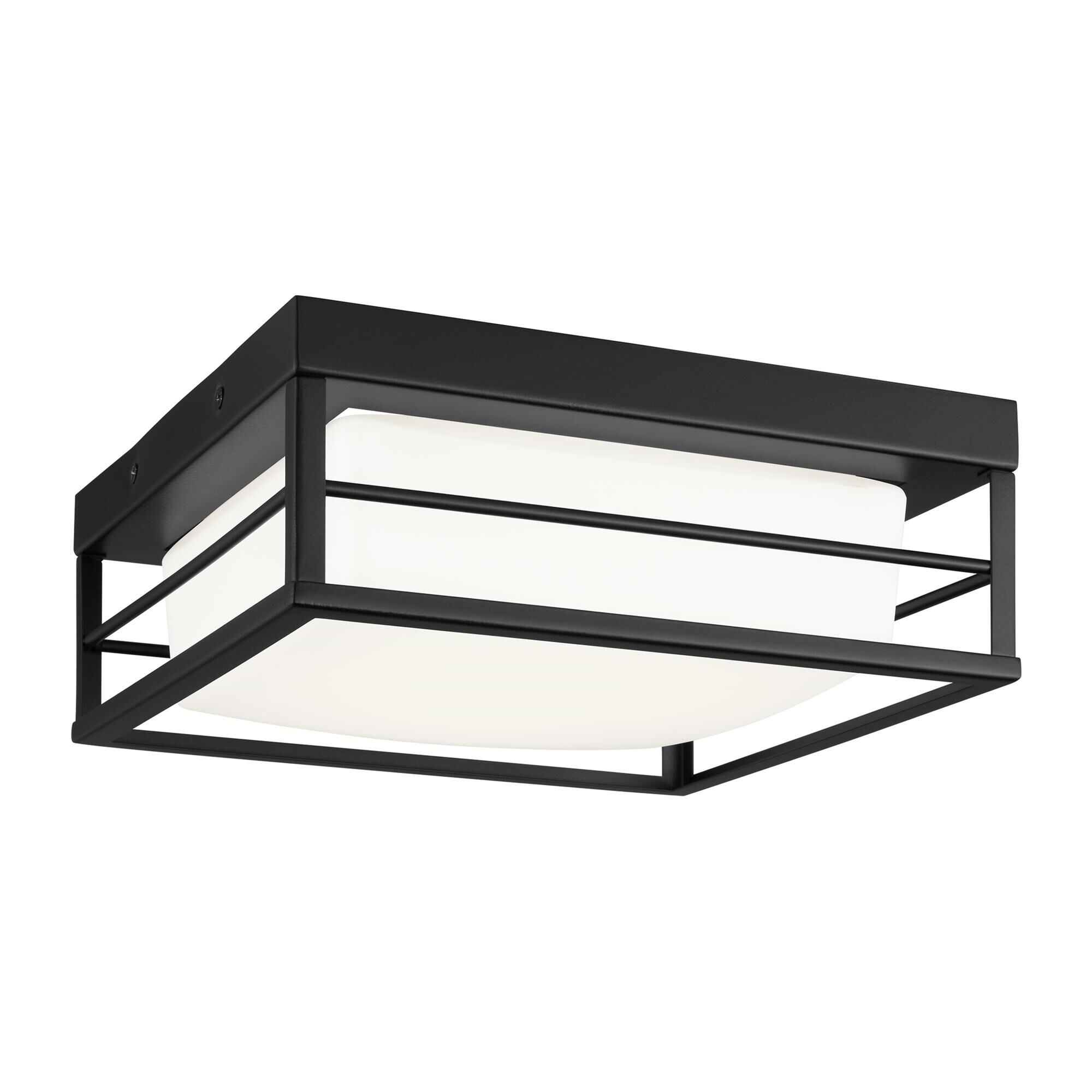 Shown in Midnight Black finish and Etched White Opal glass and Etched White Opal Glass shade