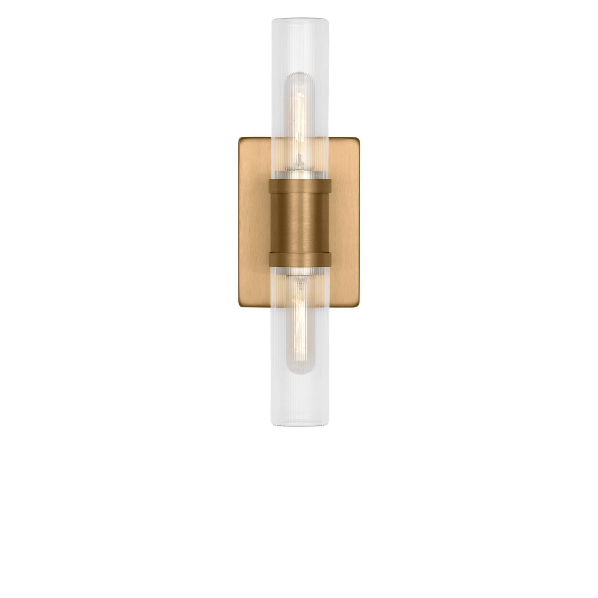 Shown in Satin Brass finish and Clear Fluted glass